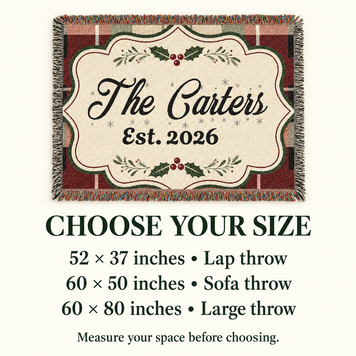Personalized Christmas Woven Blanket