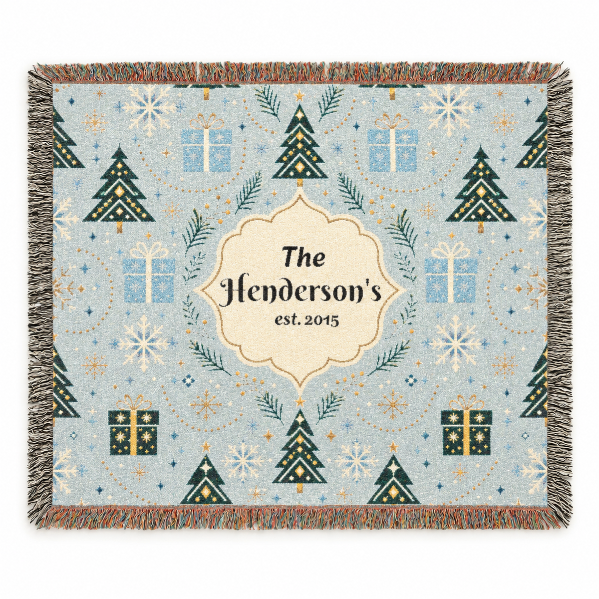 Personalized Christmas Woven Blanket