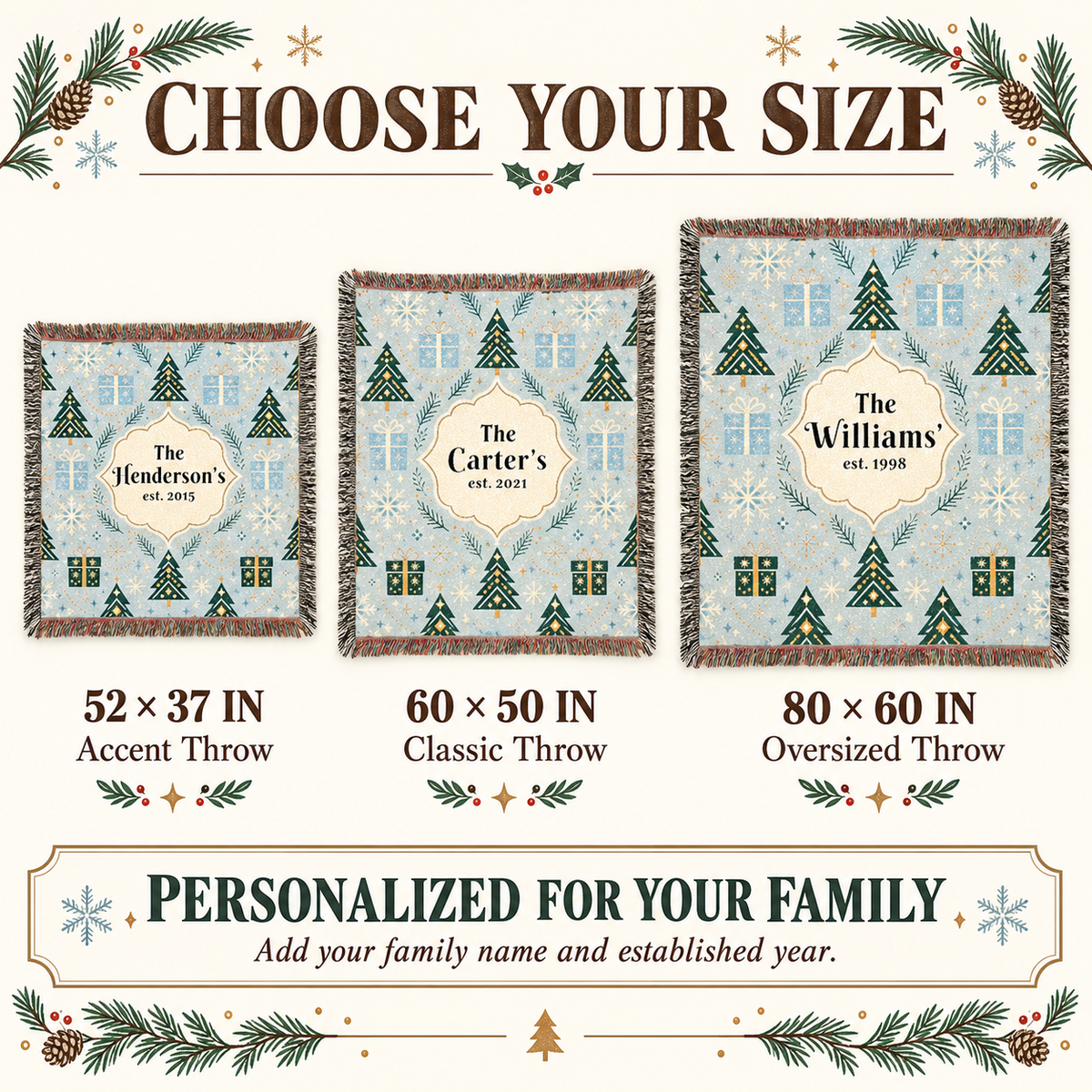 Personalized Christmas Woven Blanket