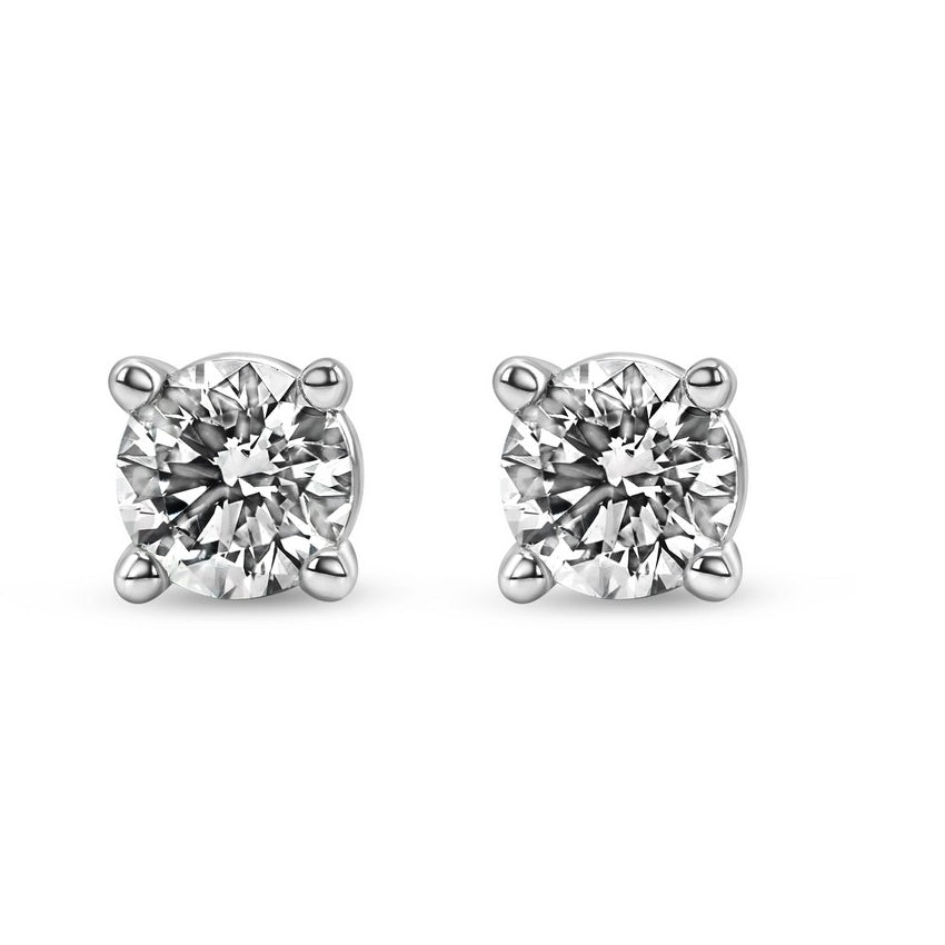 0.25 CTW Round Lab-Grown Diamond Stud Earrings in 14K Gold Over Sterling Silver (F Color, VS Clarity)-1