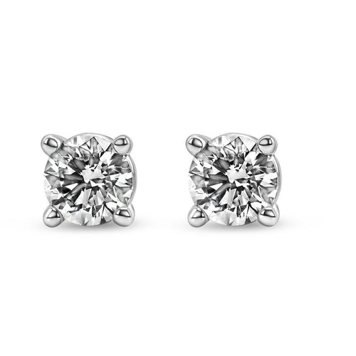 0.25 CTW Round Lab-Grown Diamond Stud Earrings in 14K Gold Over Sterling Silver (F Color, VS Clarity)-1