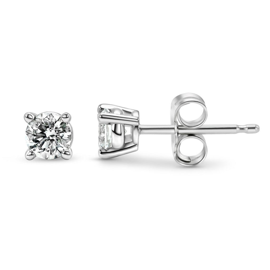 0.25 CTW Round Lab-Grown Diamond Stud Earrings in 14K Gold Over Sterling Silver (F Color, VS Clarity)-0