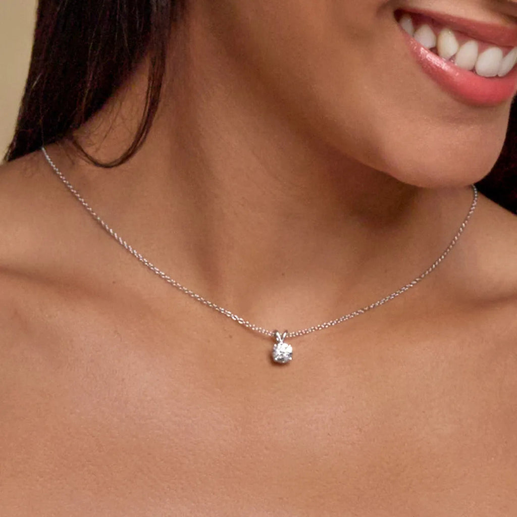 0.75 CTW Round Lab Grown Diamond Split Bail Solitaire Pendant in 14K White Gold Over Sterling-3