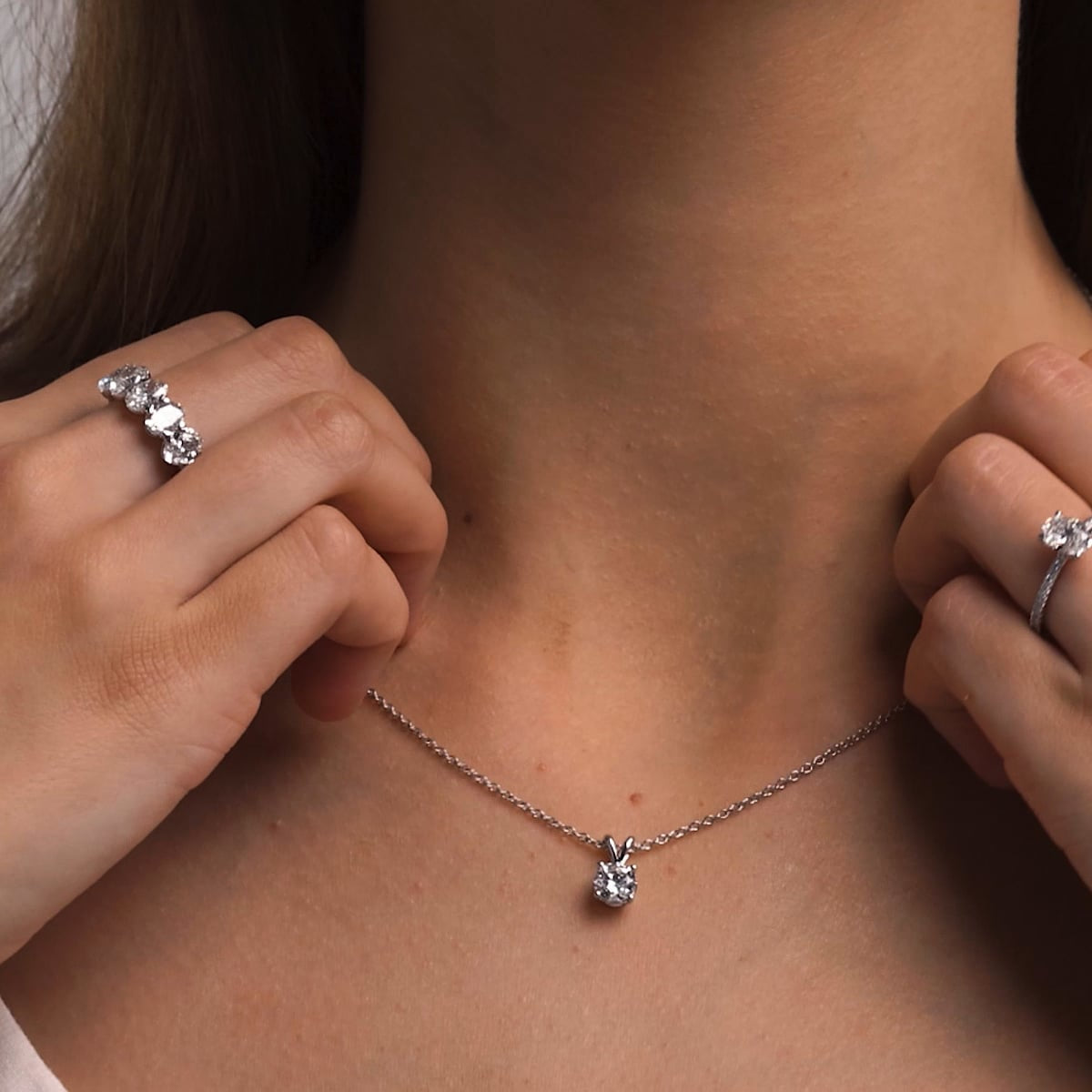 0.75 CTW Round Lab Grown Diamond Split Bail Solitaire Pendant in 14K White Gold Over Sterling-2