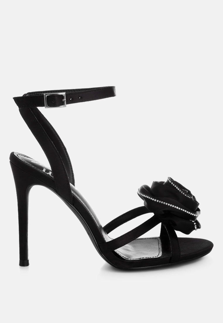 Candela Floral Rhinestone Accent Heel Sandals