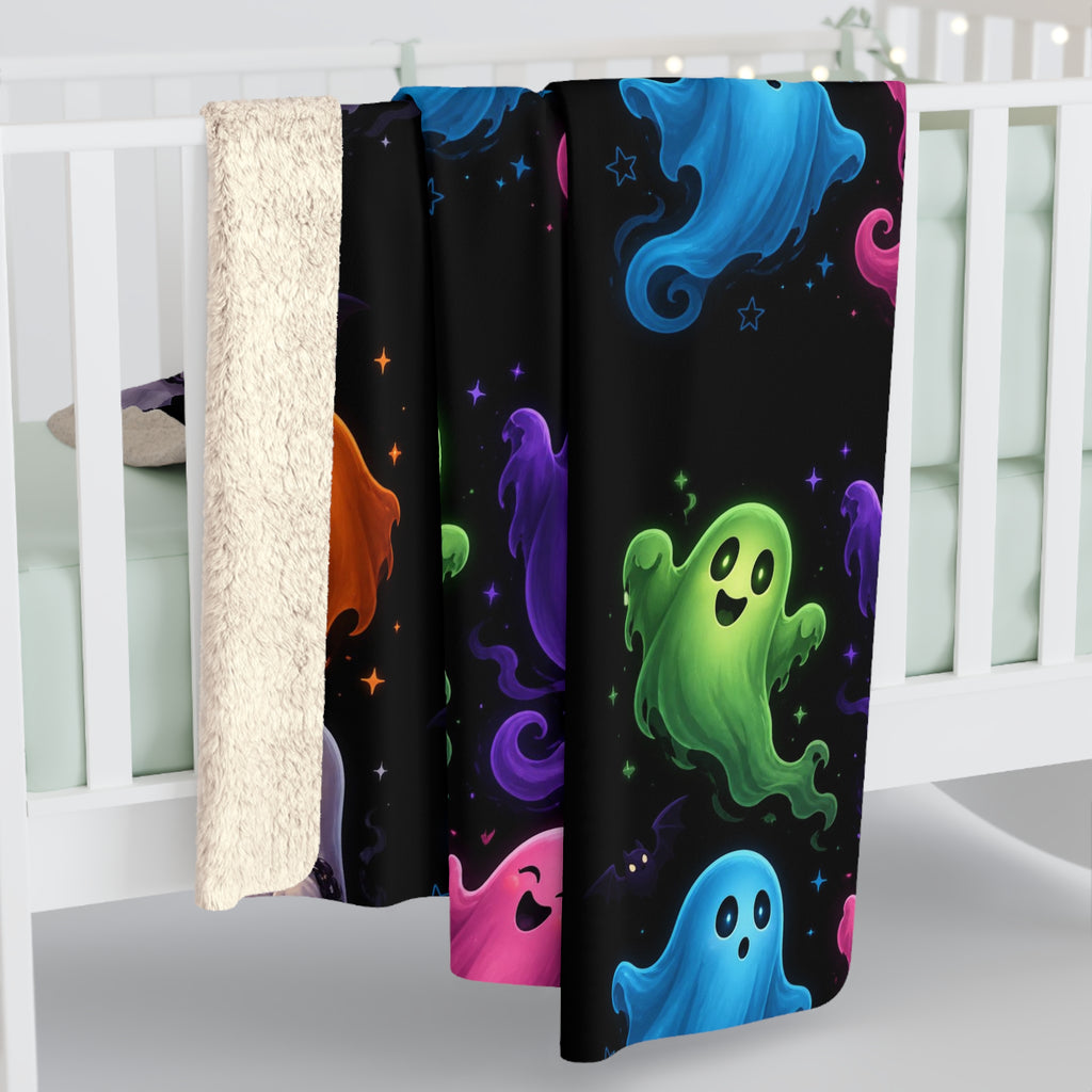Colorful Ghosts Sherpa Fleece Blanket