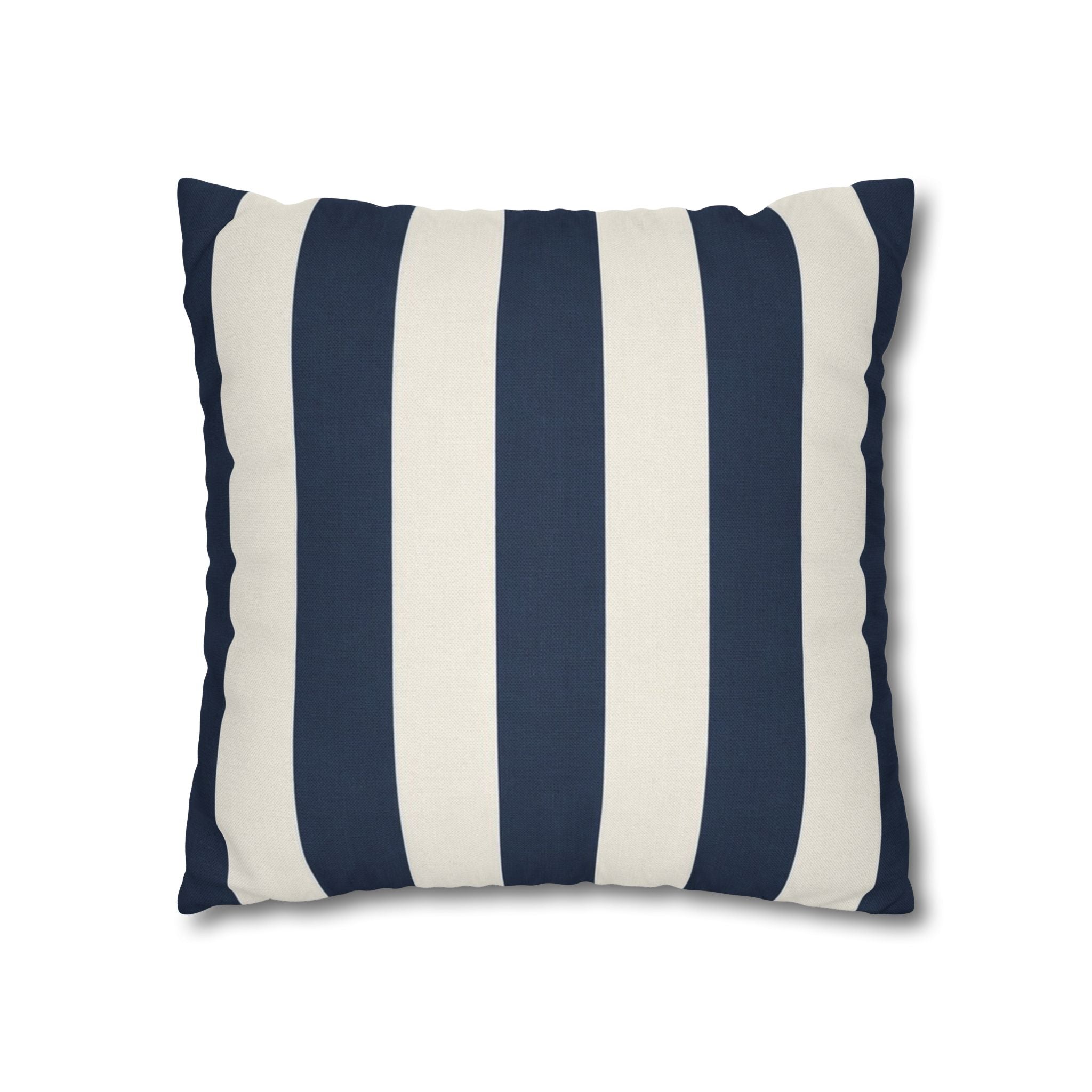 Navy Blue and White Striped Pillowcase