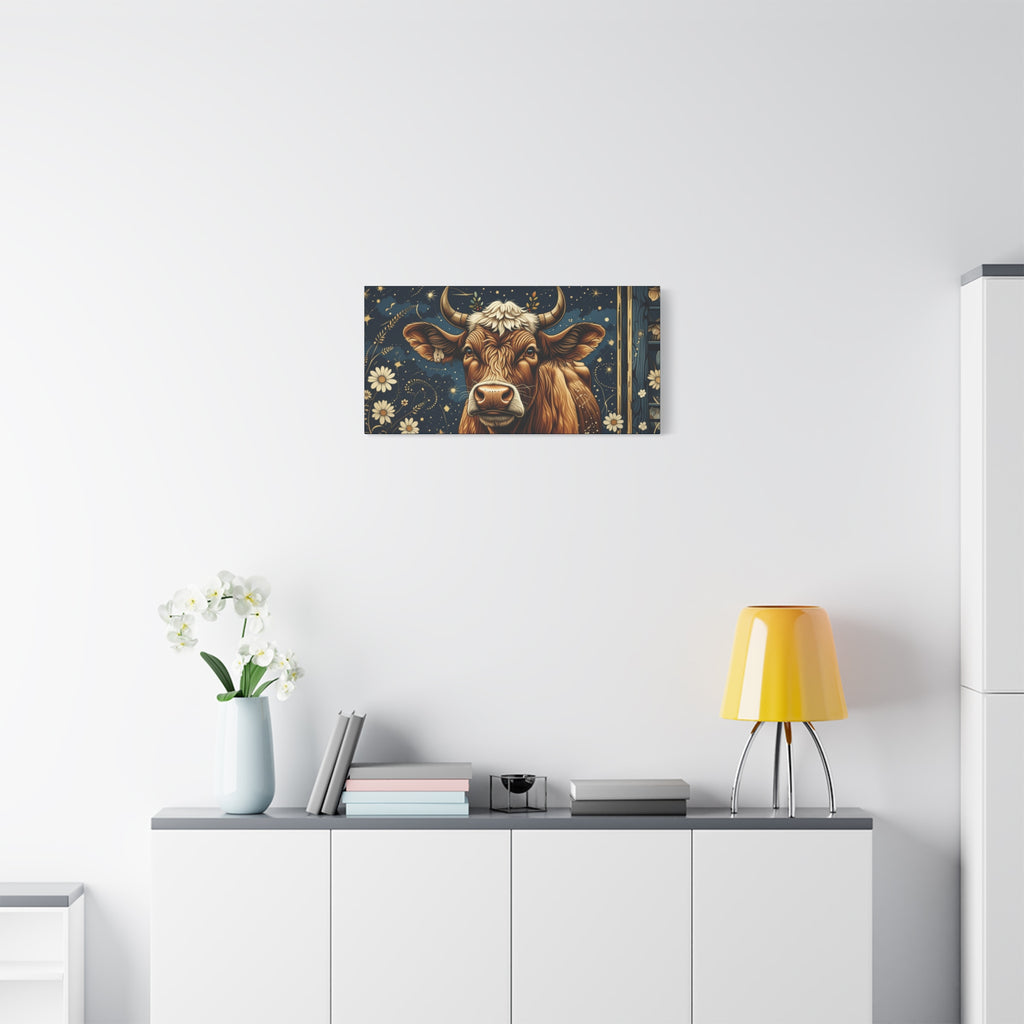Highland Cow Celestial Abstract Portrait Wall Art | Living Room Art | Bathroom Art | Office Art
