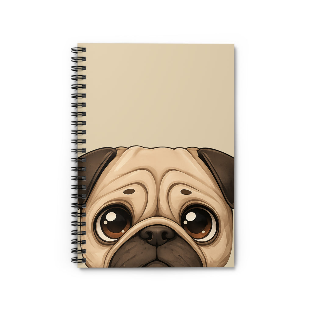 Cute Pug Face Spiral Notebook | Ruled Journal