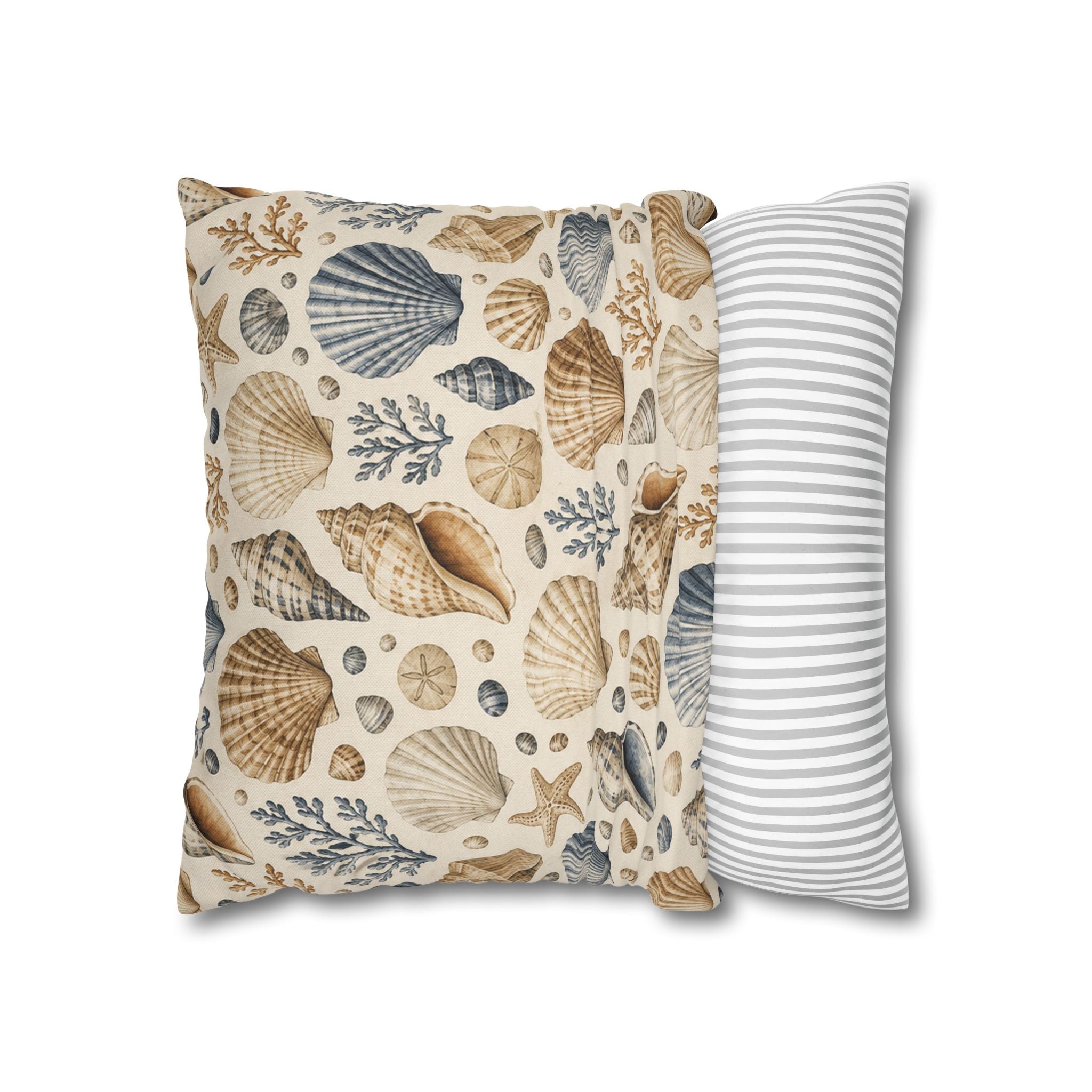 Seashell Coastal Throw Pillow Cover