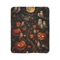 Jack-o'-Lantern Pumpkin Patch Fleece Blanket | Cute Ghosts Halloween Throw