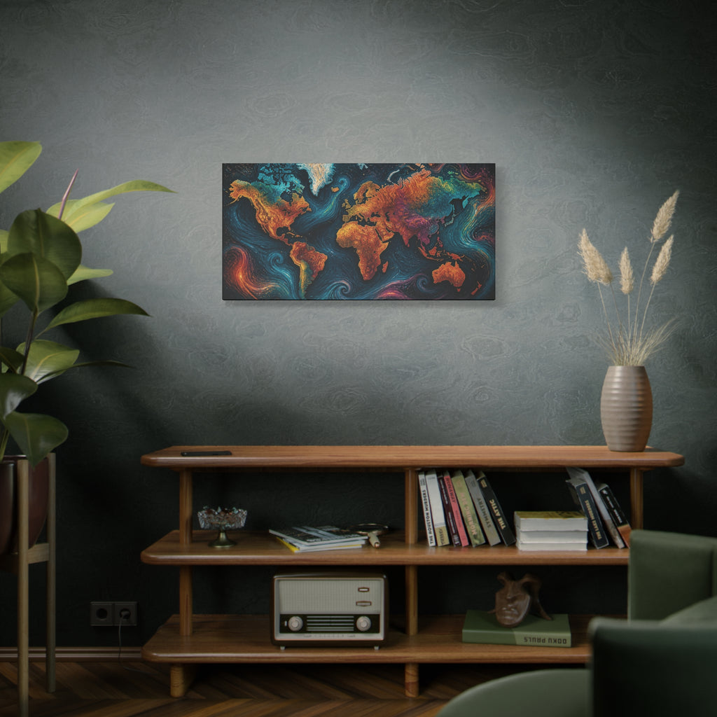 Colorful Abstract World Map Matte Canvas
