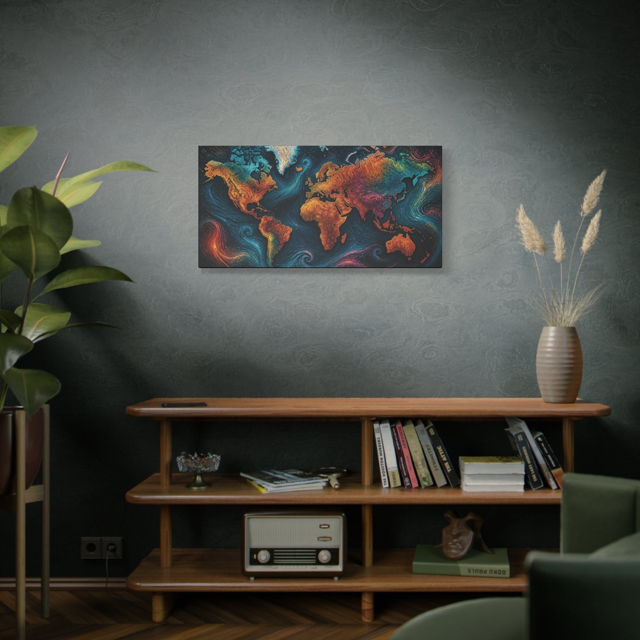 Colorful Abstract World Map Matte Canvas