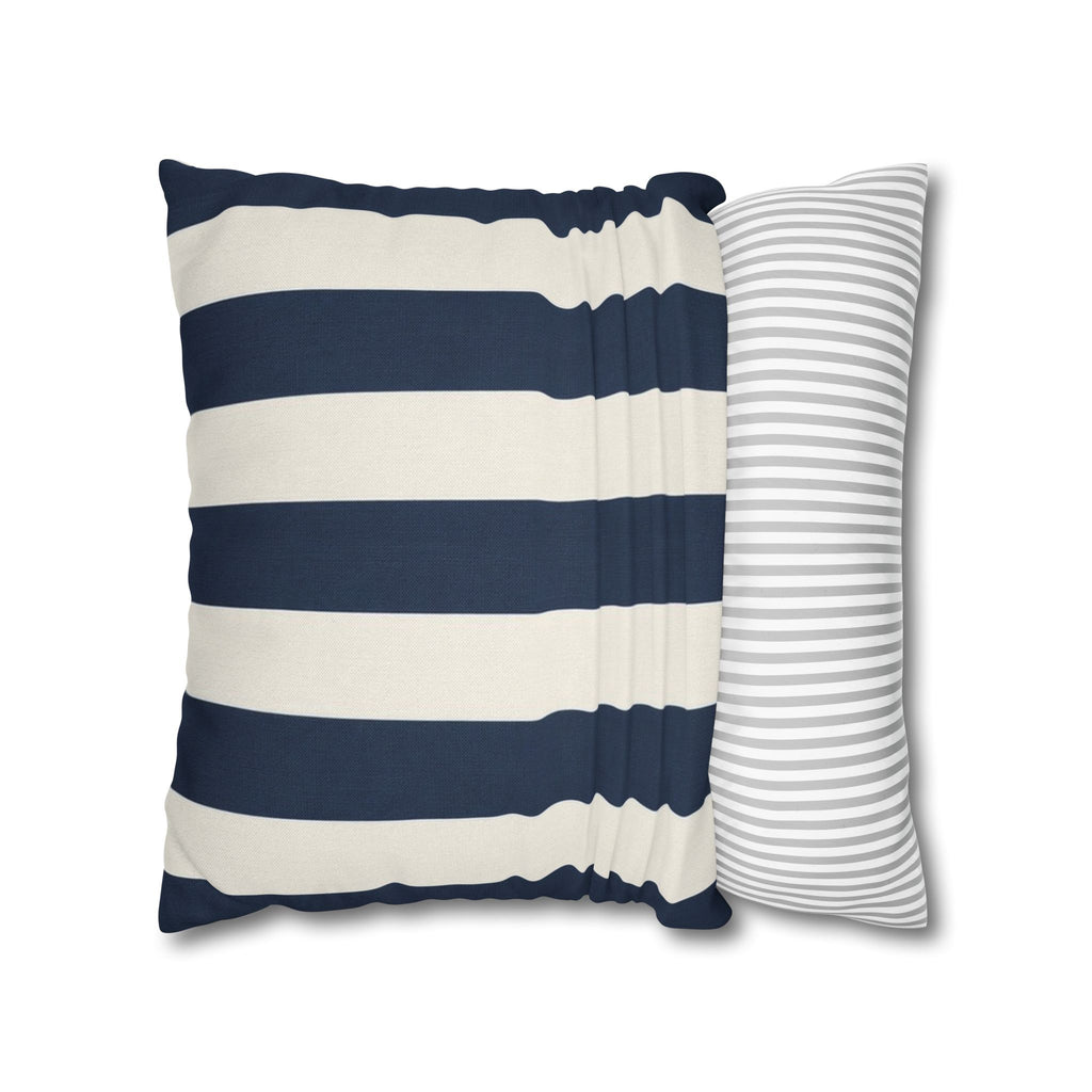 Navy Blue and White Striped Pillowcase