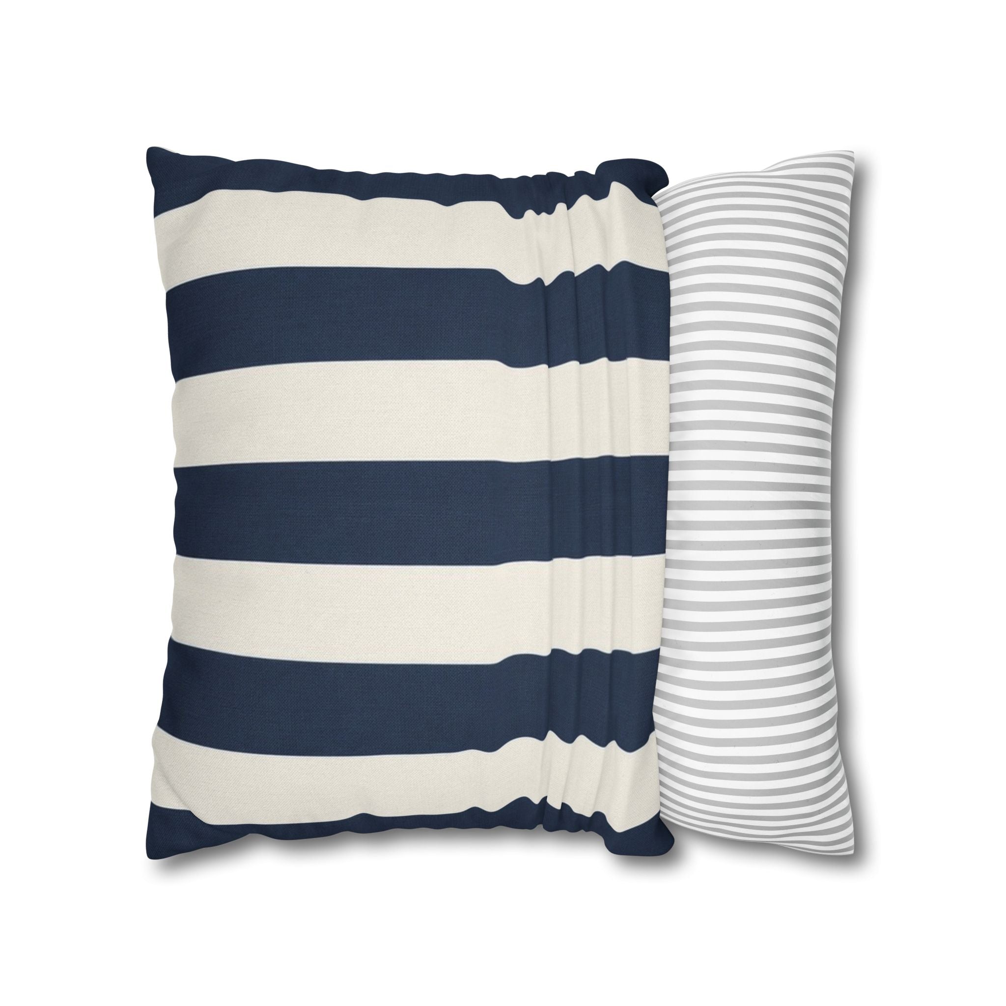 Navy Blue and White Striped Pillowcase