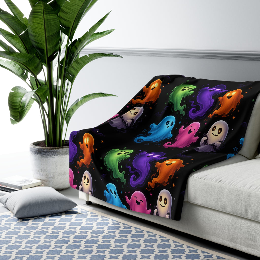 Colorful Ghosts Sherpa Fleece Blanket