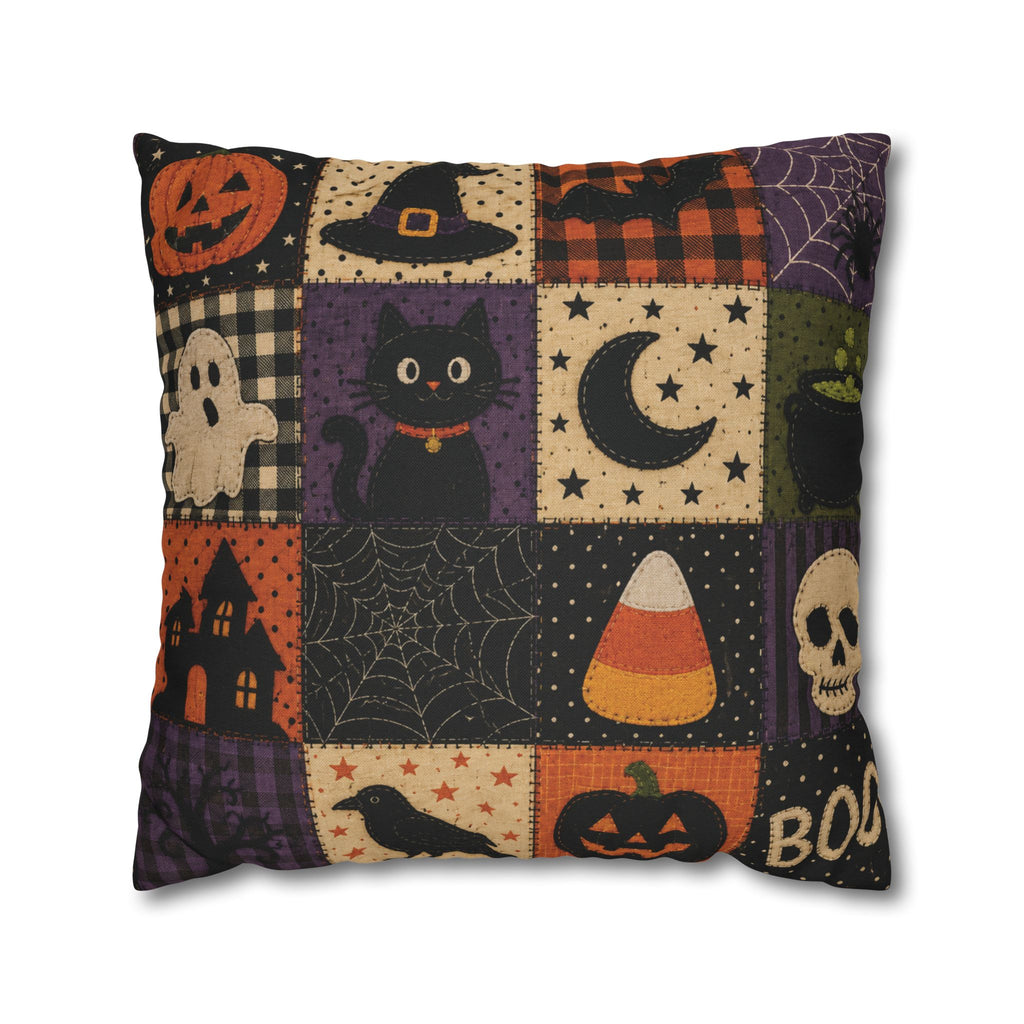 Halloween Spooky Cat, Candy Corn & Pumpkin Pillow Cover