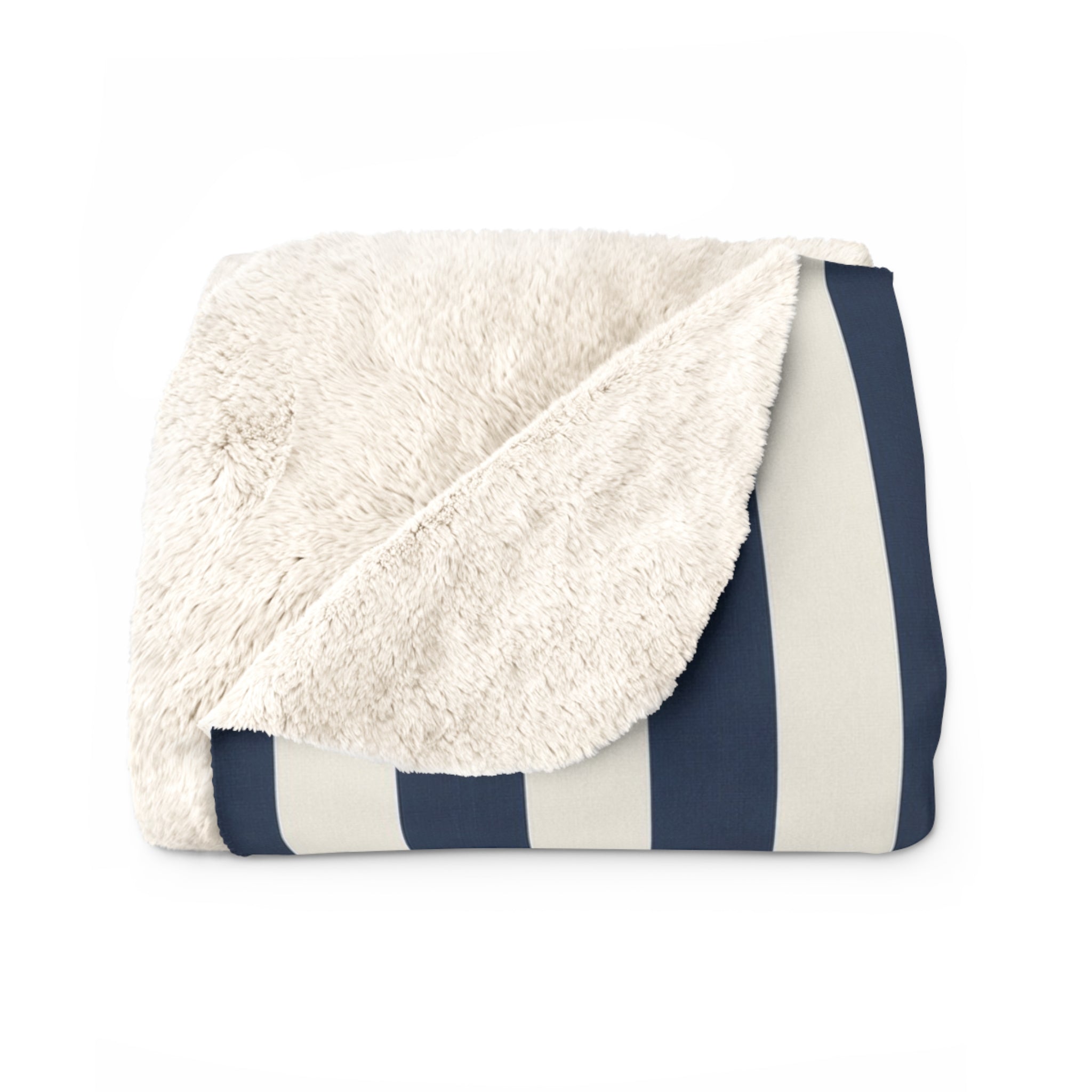 Nautical Coastal Blue Cream Sherpa Throw