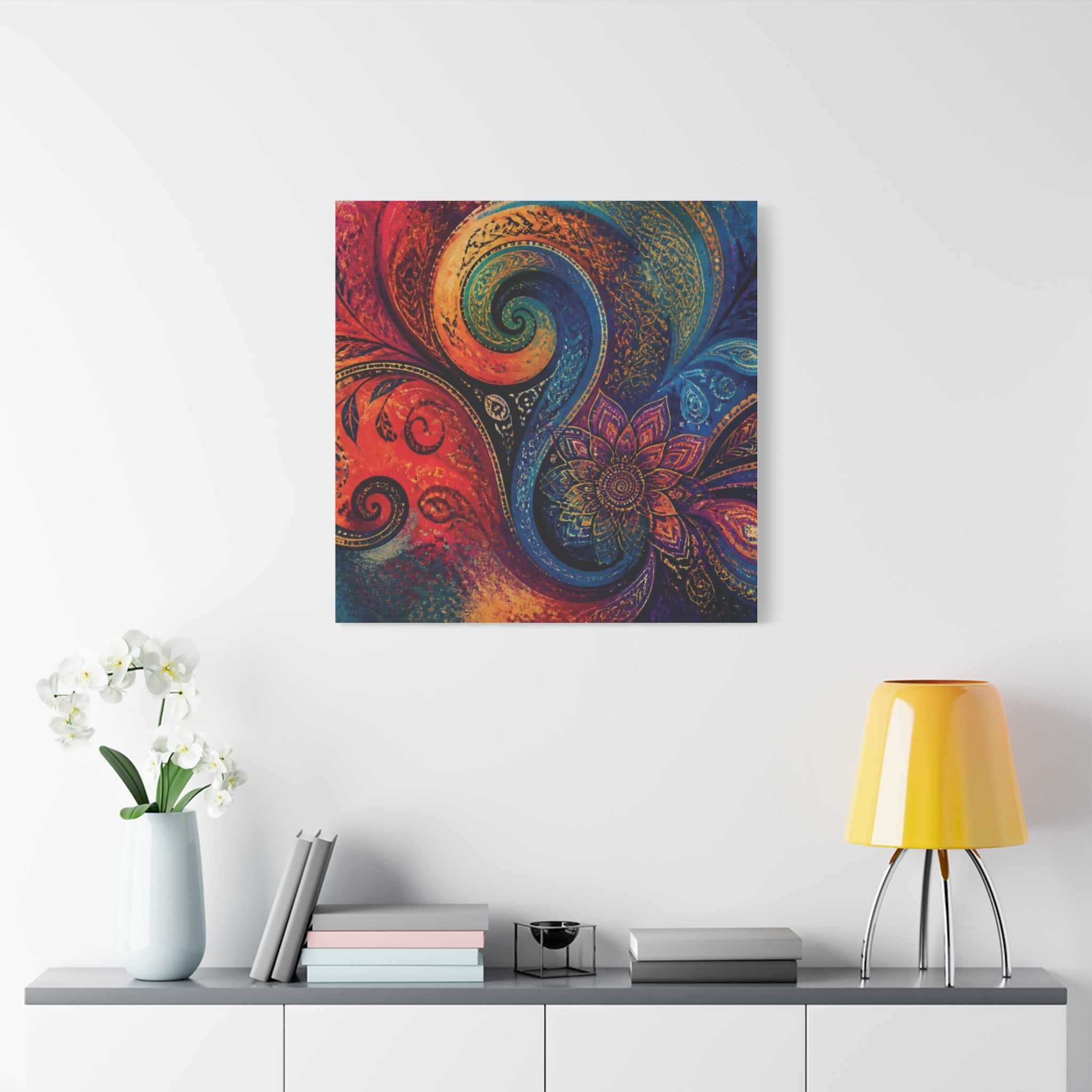 Colorful Paisley Mandala Wall Art Print | Abstract Wall Art