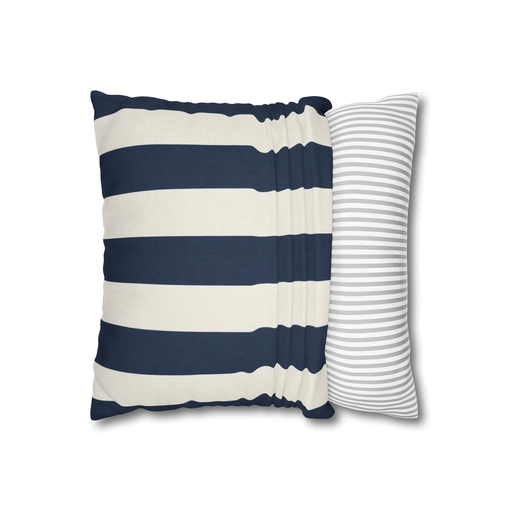 Navy Blue and White Striped Pillowcase