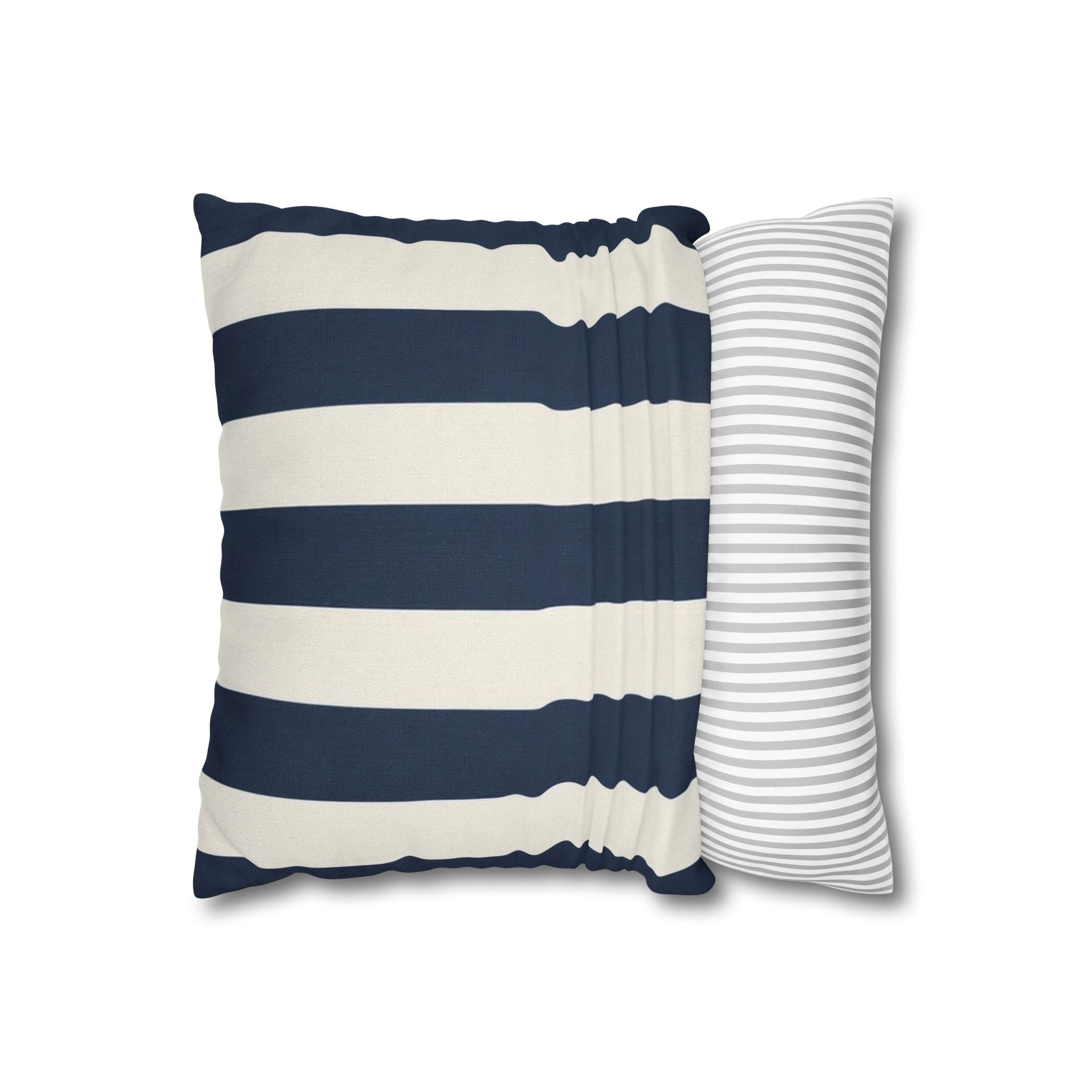 Navy Blue and White Striped Pillowcase