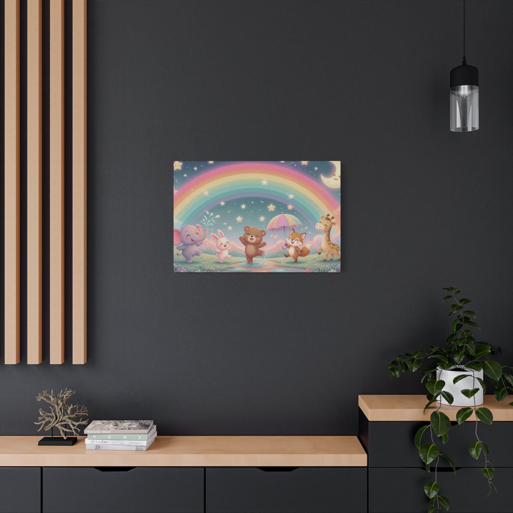 Dancing Forest Animals Rainbow Canvas | Nursery