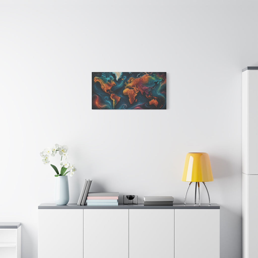 Colorful Abstract World Map Matte Canvas
