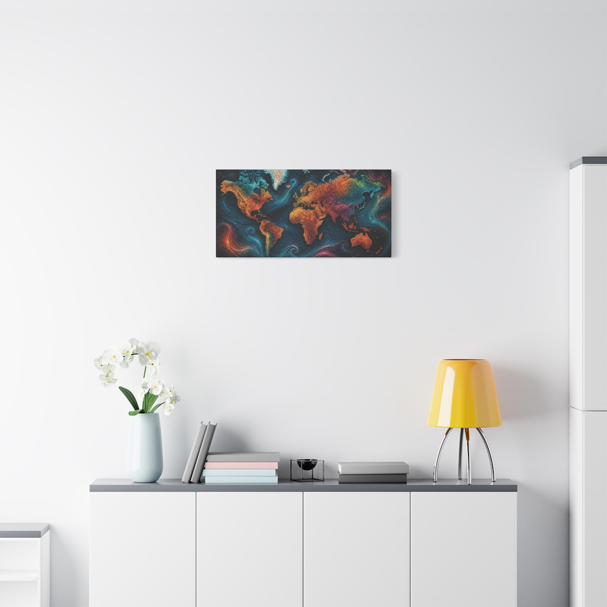 Colorful Abstract World Map Matte Canvas