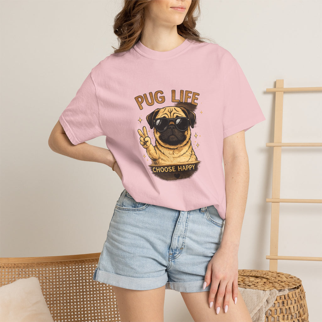Pug T-Shirt — "Choose Happy" Cute Pug Graphic Tee