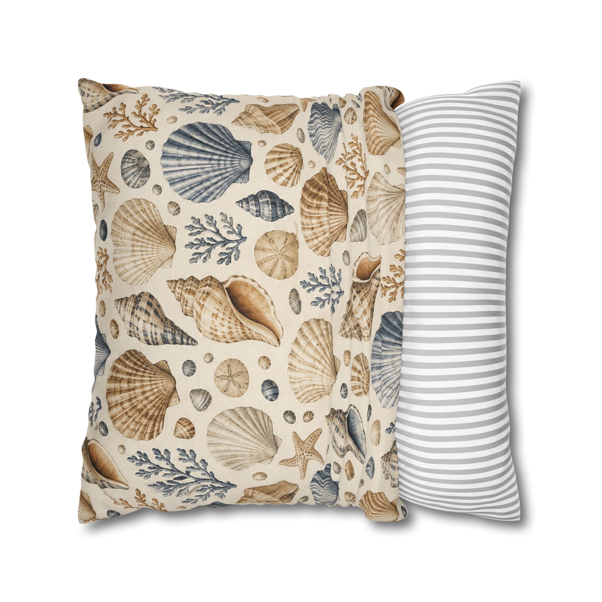 Seashell Coastal Throw Pillow Cover