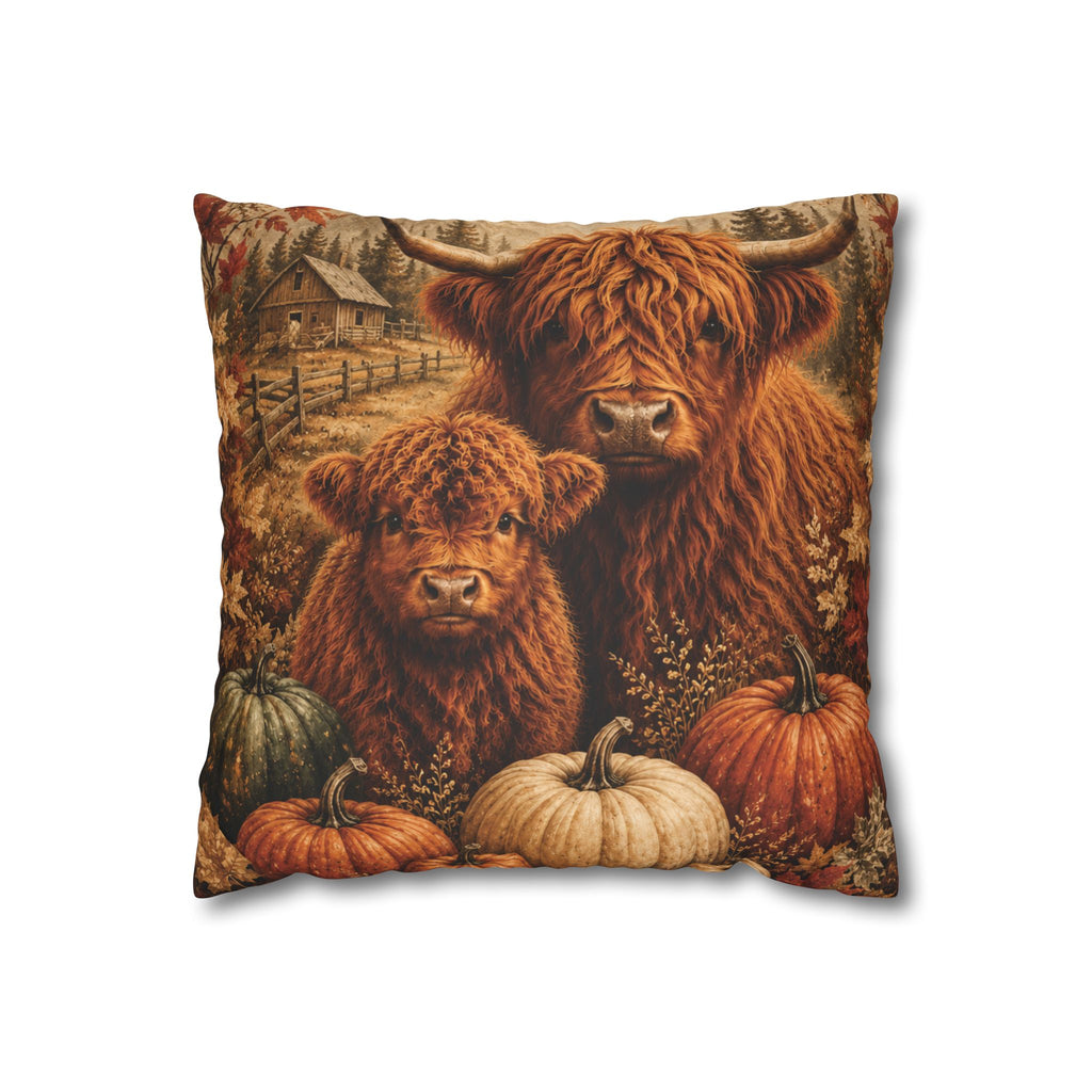Autumn Highland Cow Pillow