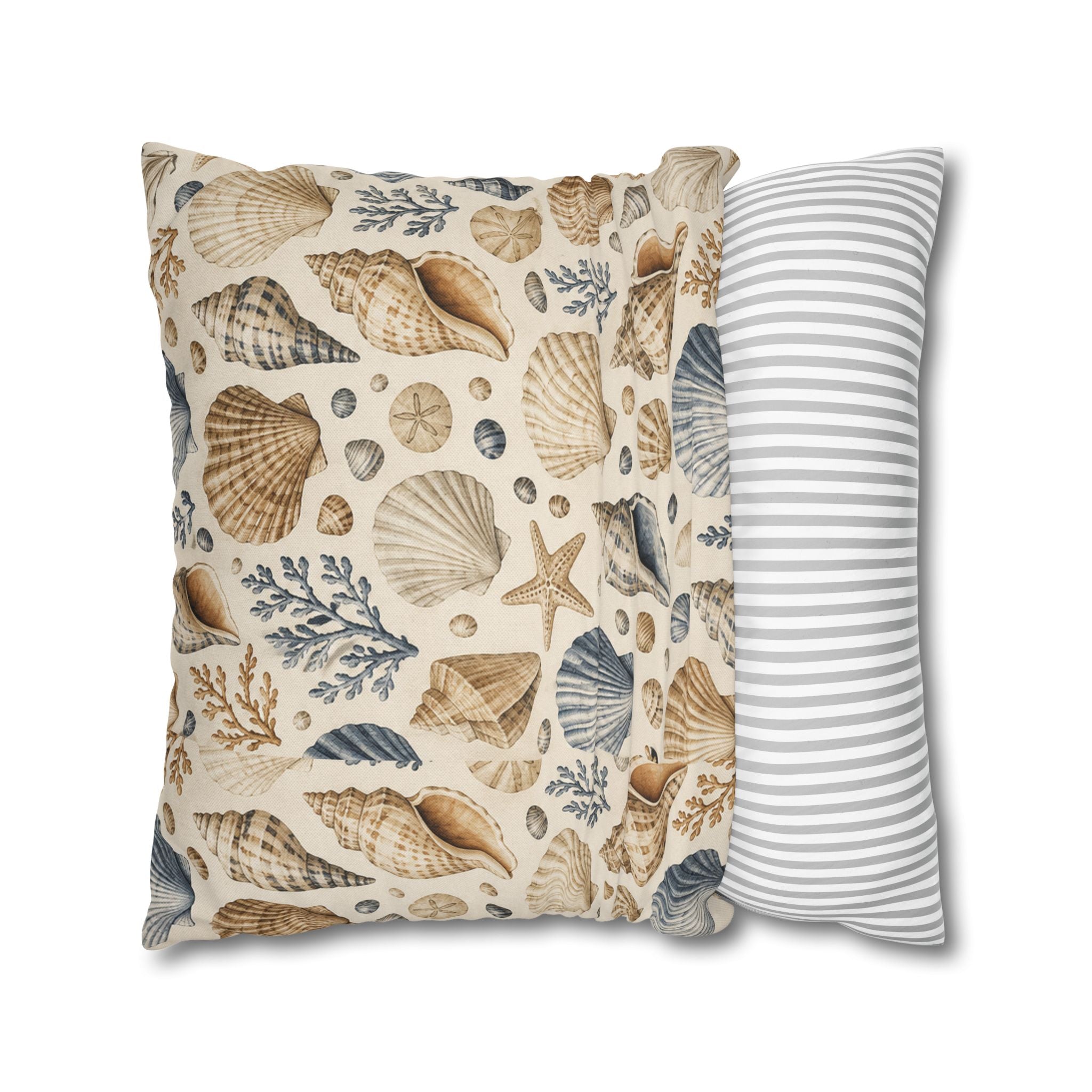 Seashell Coastal Throw Pillow Cover