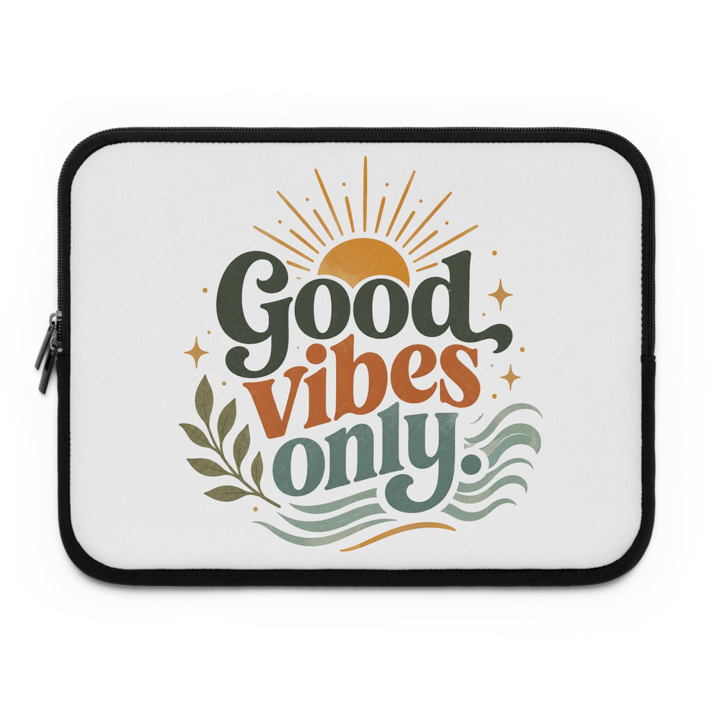 Good Vibes Only Laptop Sleeve | Retro Sunwave Typography