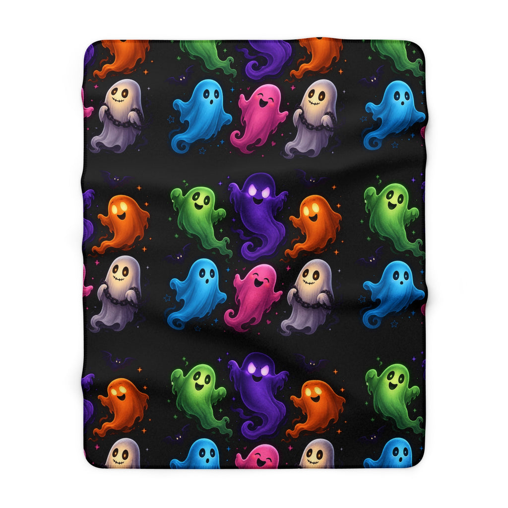 Colorful Ghosts Sherpa Fleece Blanket