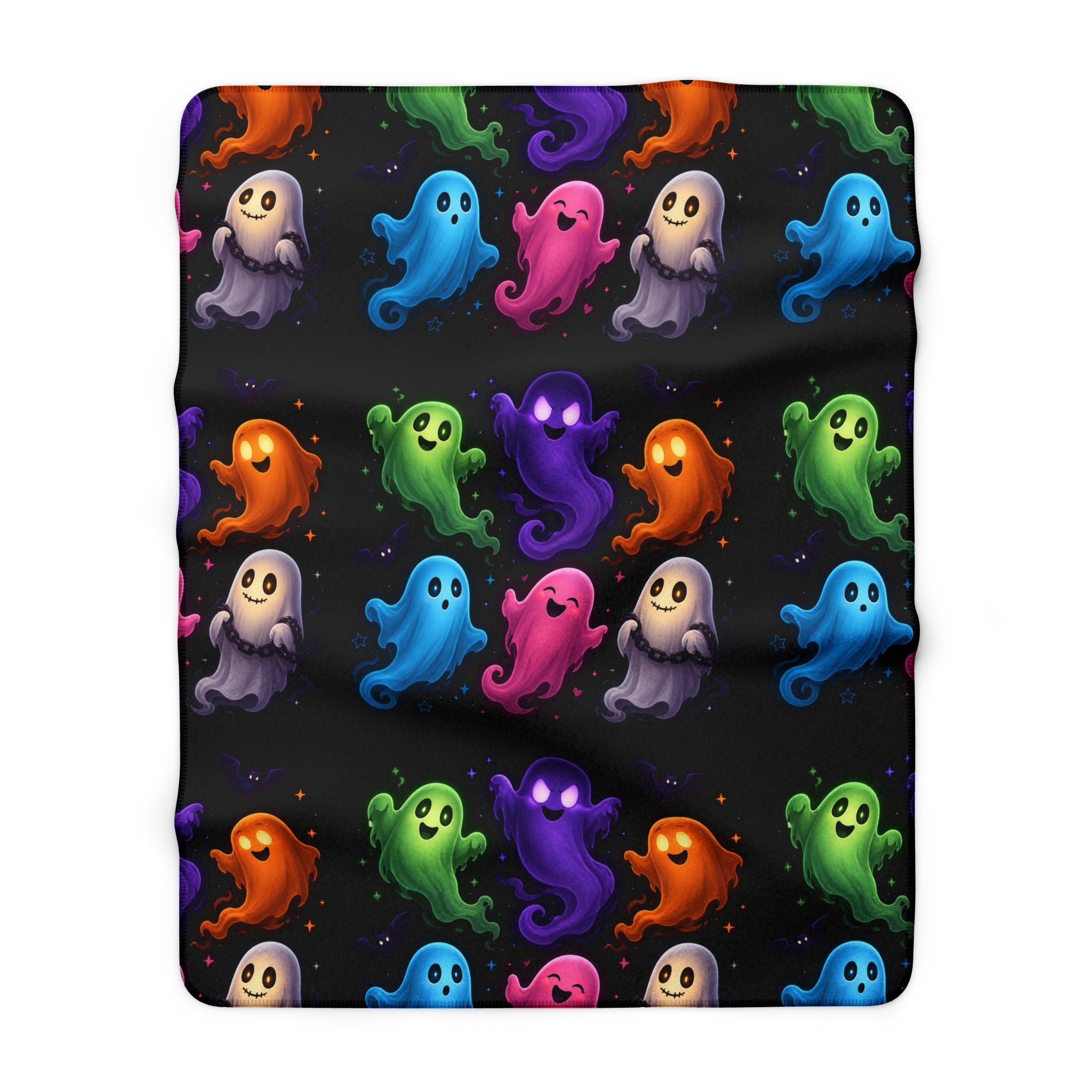 Colorful Ghosts Sherpa Fleece Blanket