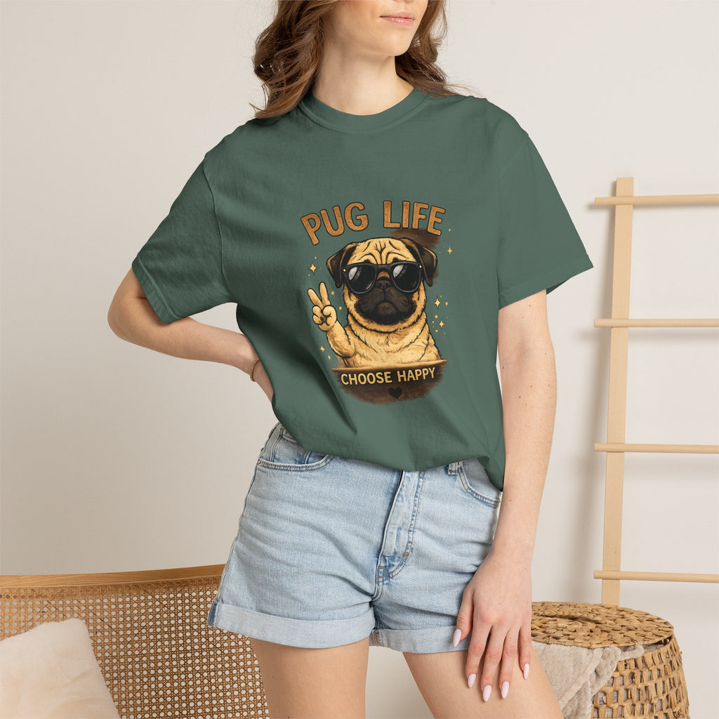 Pug T-Shirt — "Choose Happy" Cute Pug Graphic Tee