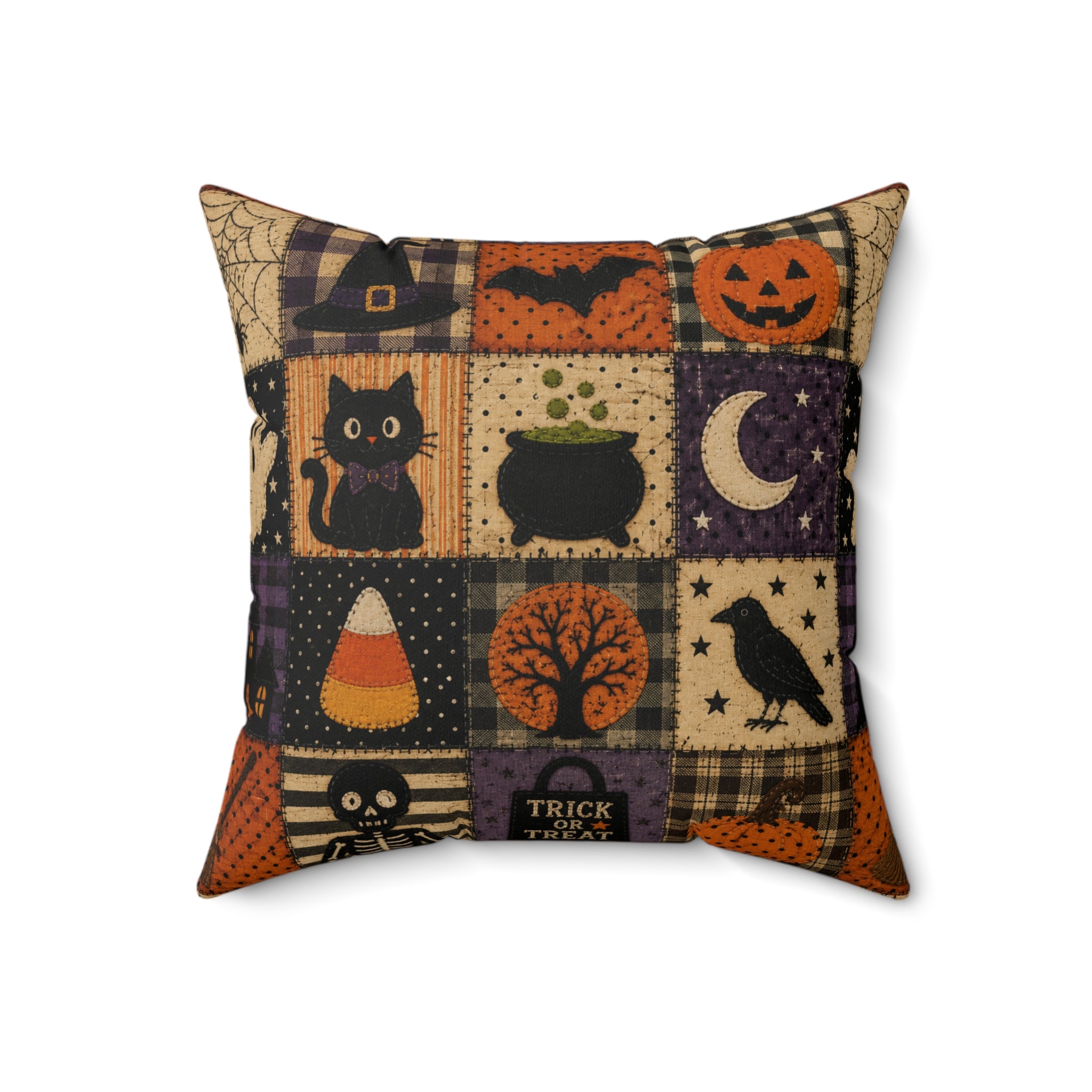 Halloween Patchwork Throw Pillow