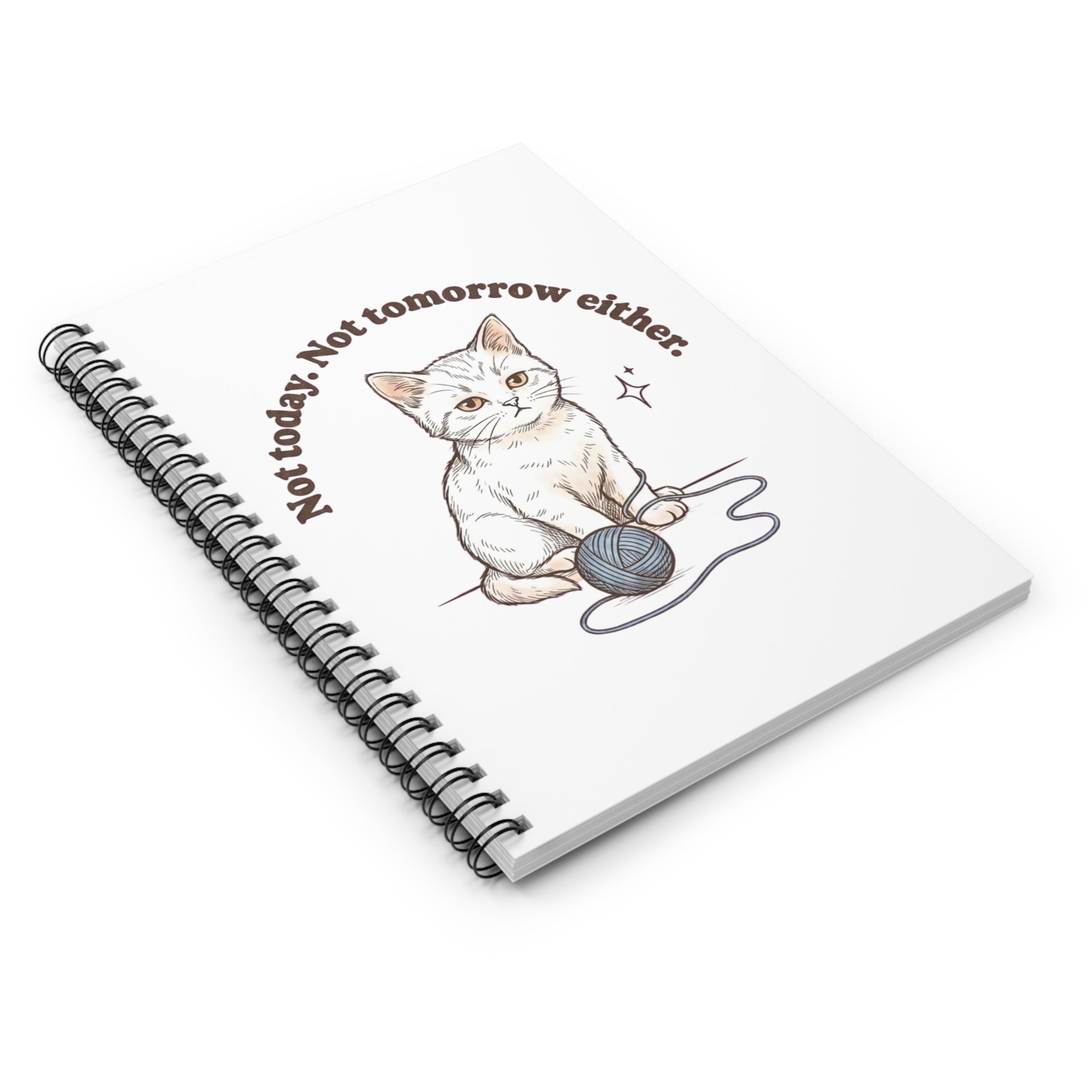 Not today, not tomorrow either Cat Notebook | Spiral Ruled Journal