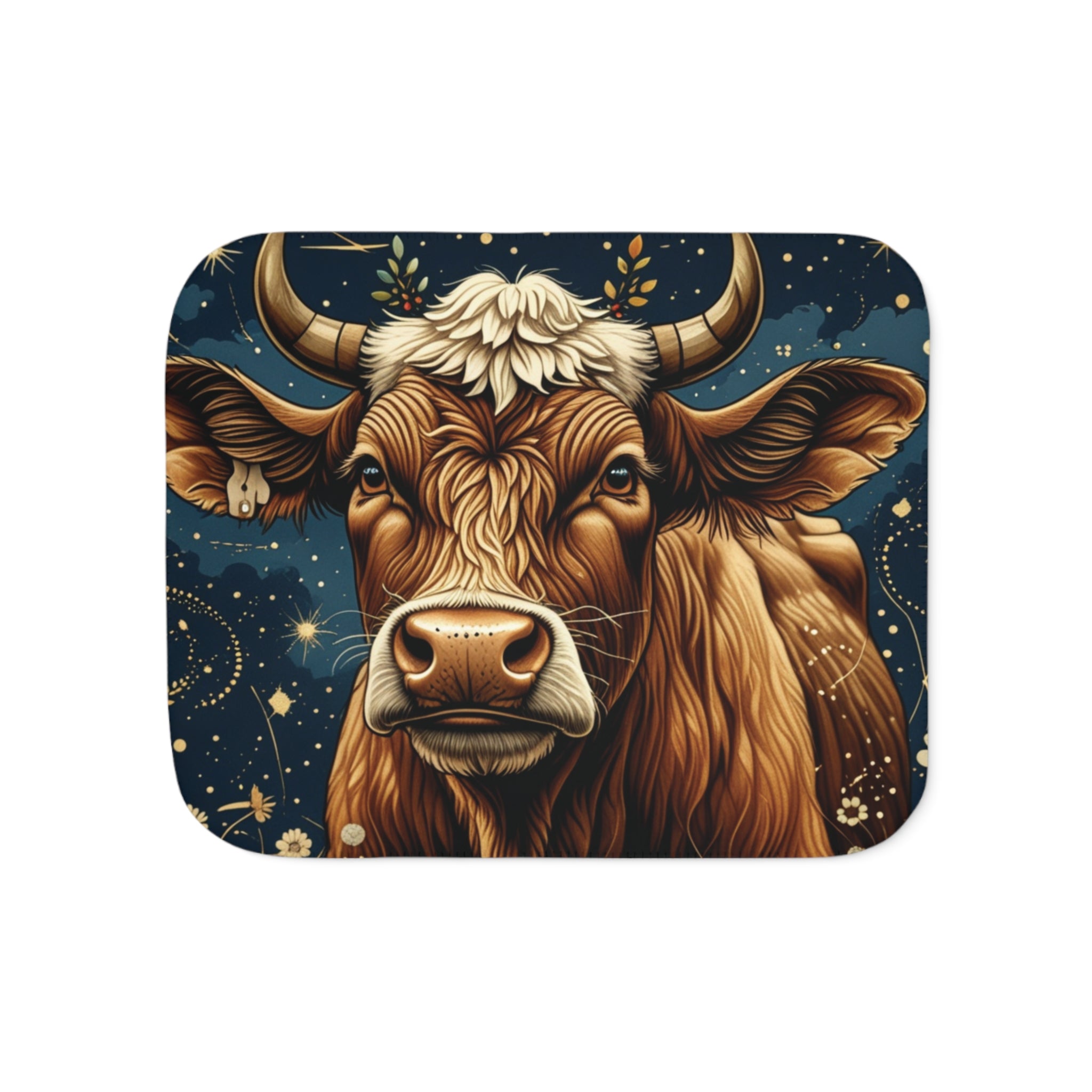 Brown Cow Illustration Sherpa Blanket | Rustic Farmhouse Animal Throw
