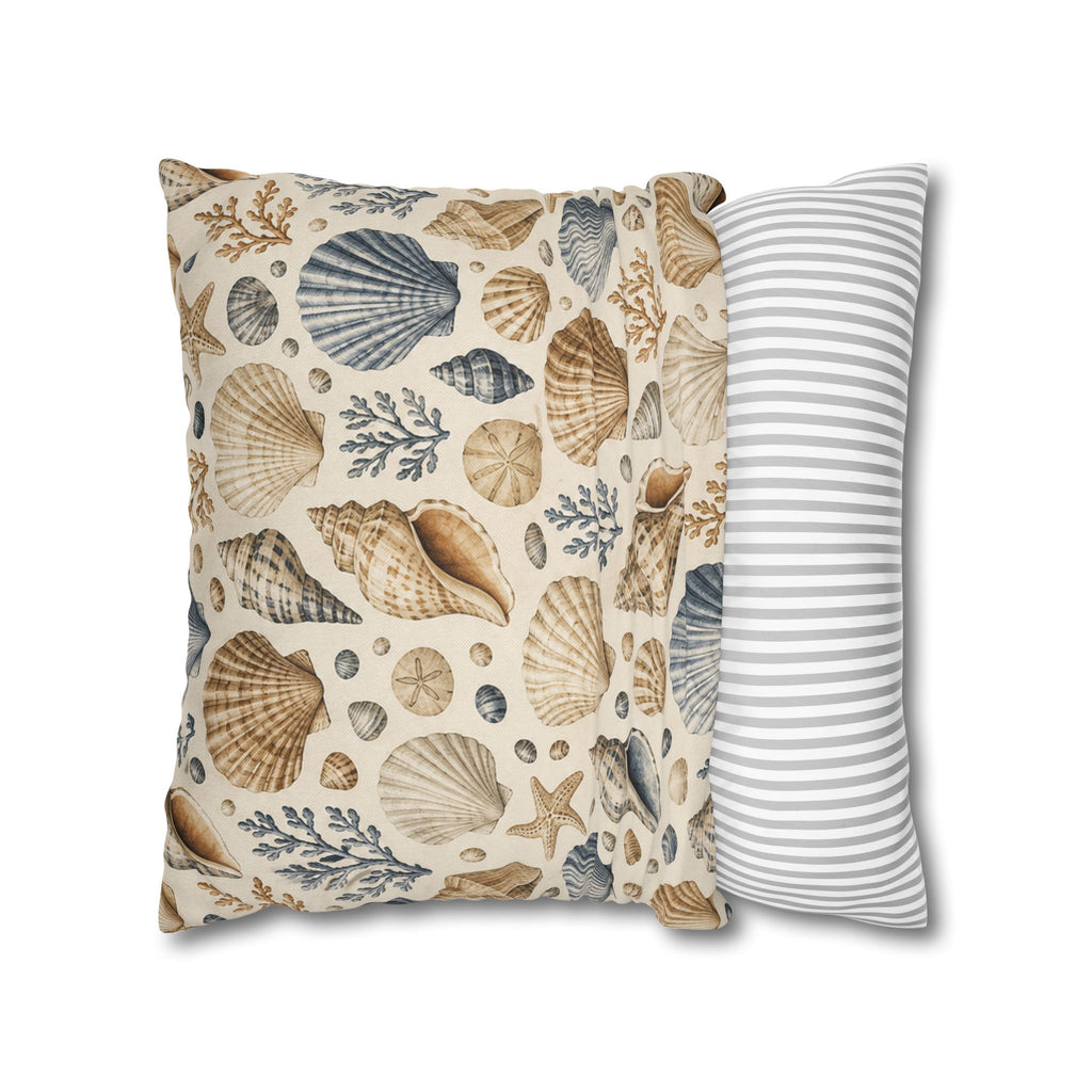 Seashell Coastal Throw Pillow Cover