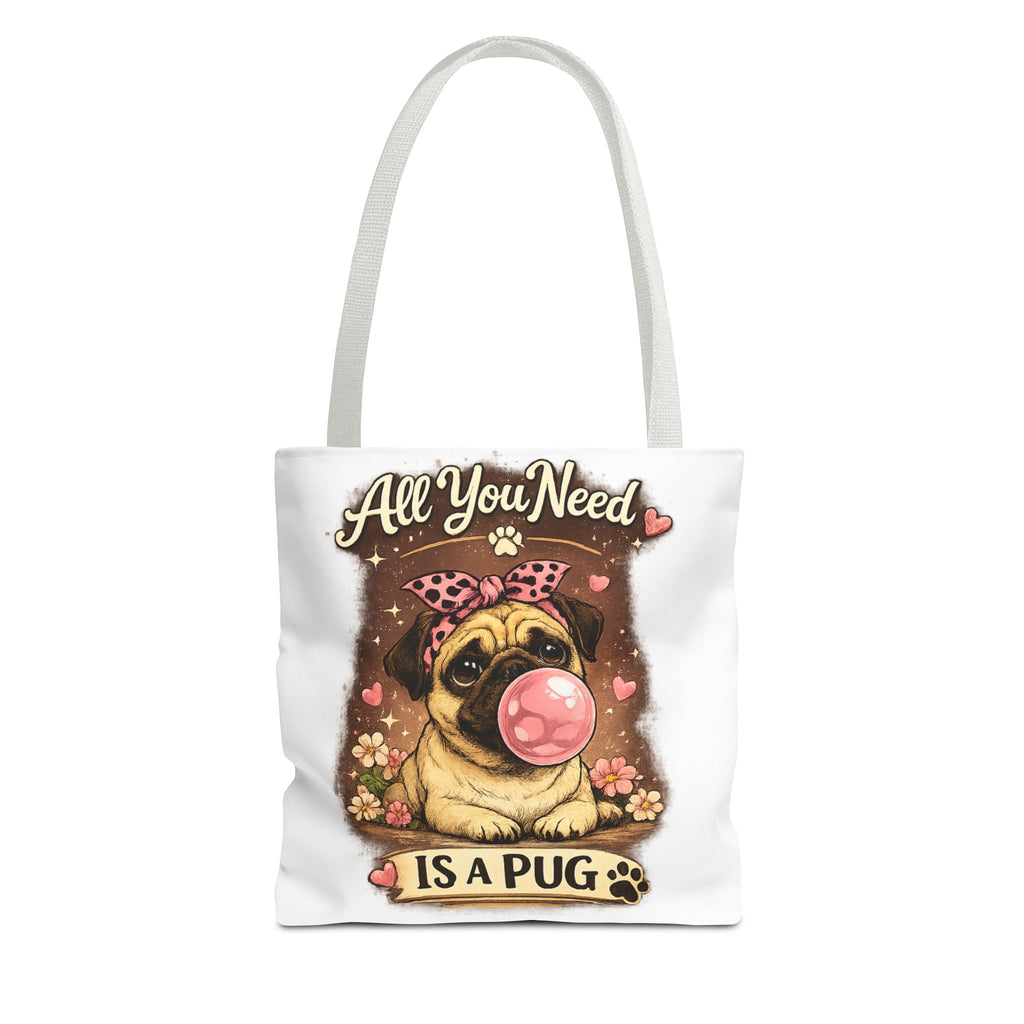 All You Need Is a Pug Tote Bag — Cute Pug Bubblegum Graphic Shopper
