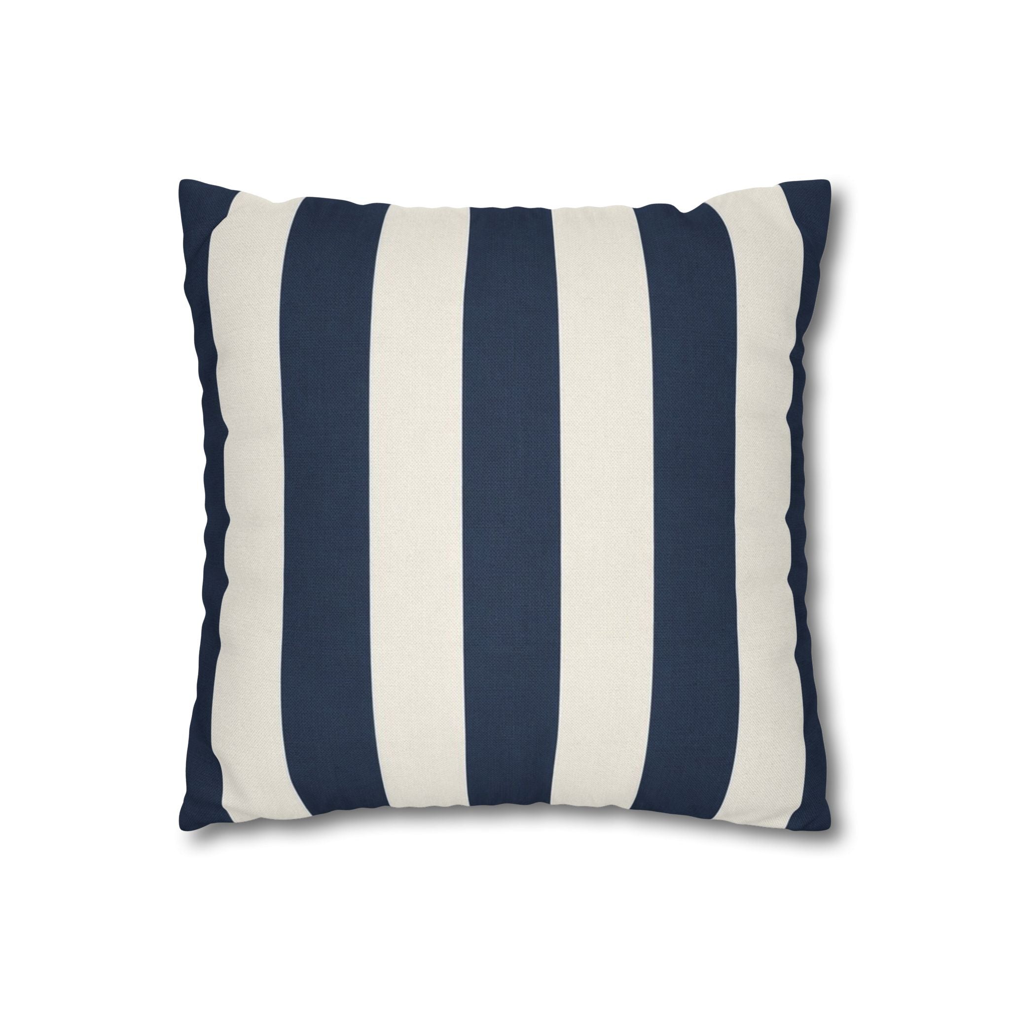 Navy Blue and White Striped Pillowcase