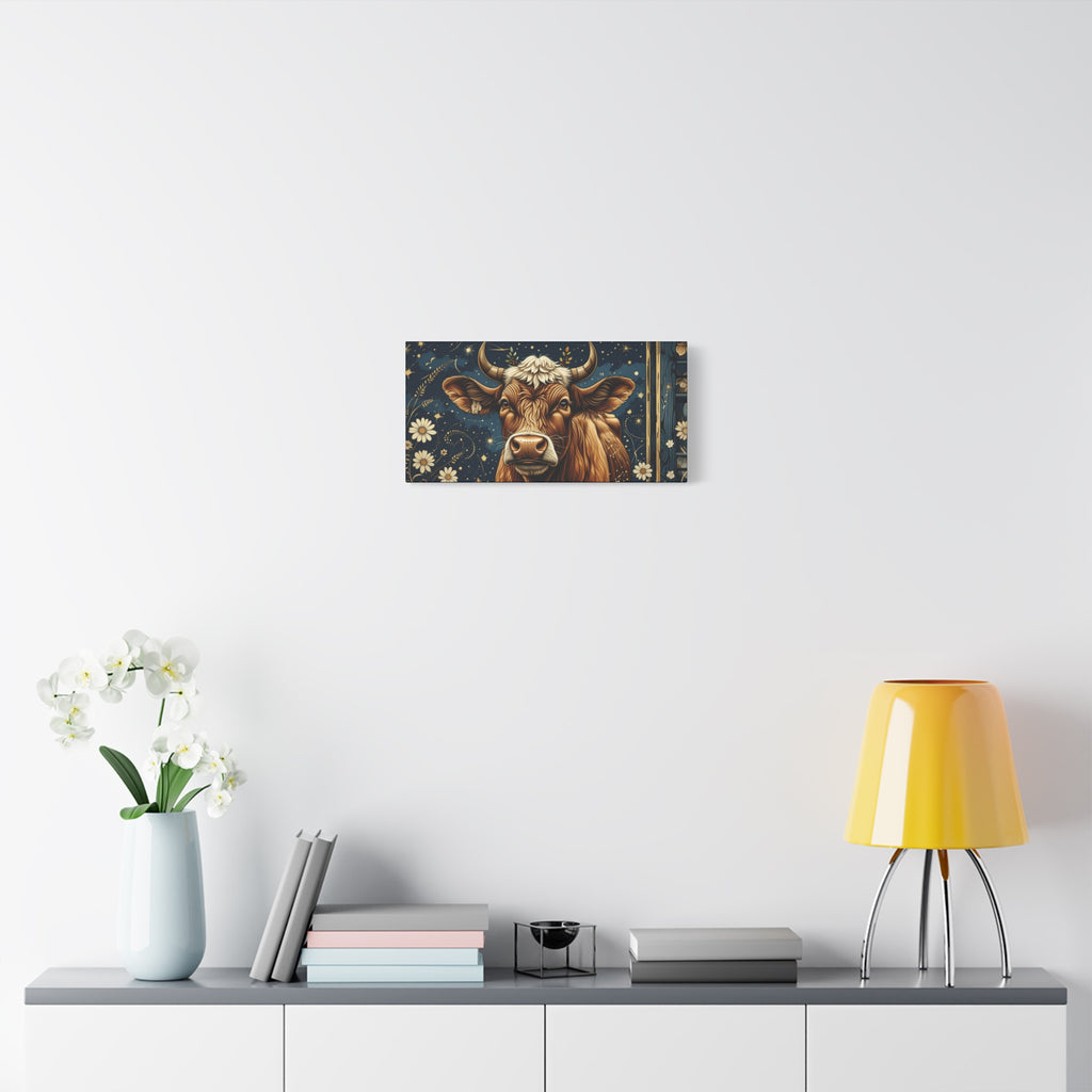 Highland Cow Celestial Abstract Portrait Wall Art | Living Room Art | Bathroom Art | Office Art