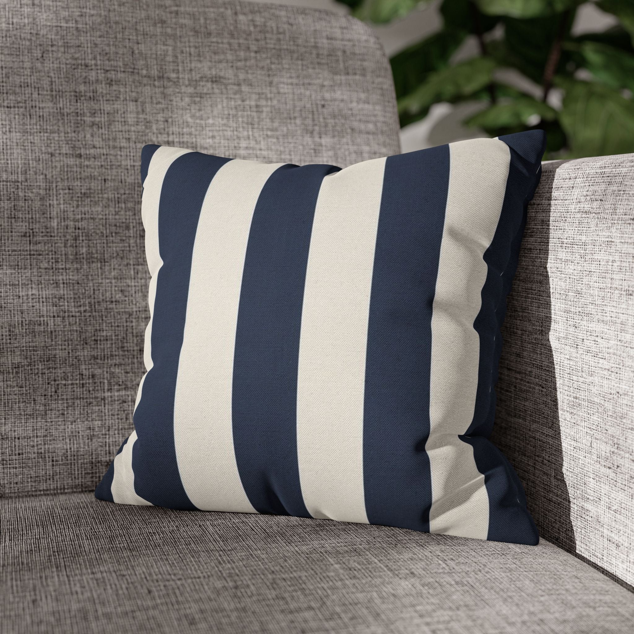 Navy Blue and White Striped Pillowcase
