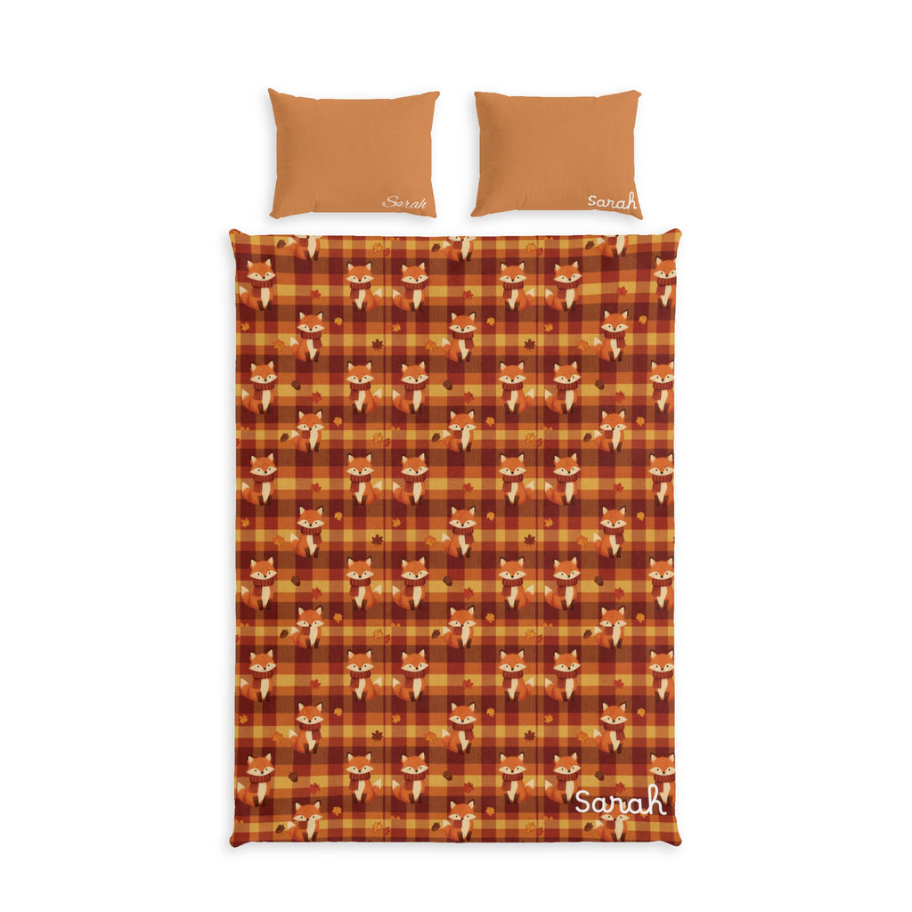 Autumn Plaid Fox Cotton Bed Set