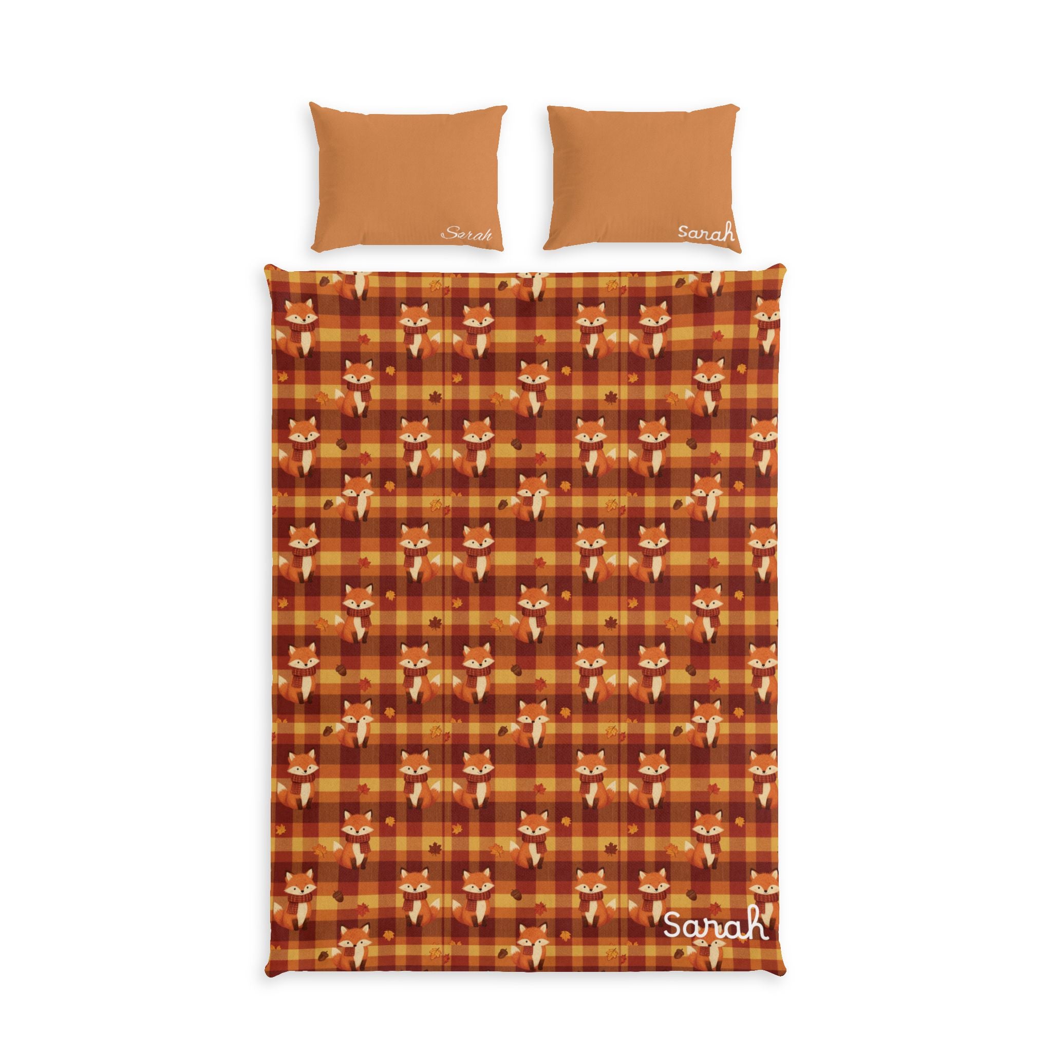 Autumn Plaid Fox Cotton Bed Set
