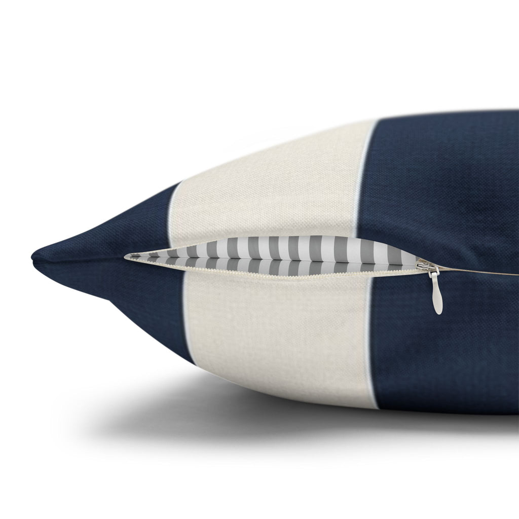 Navy Blue and White Striped Pillowcase