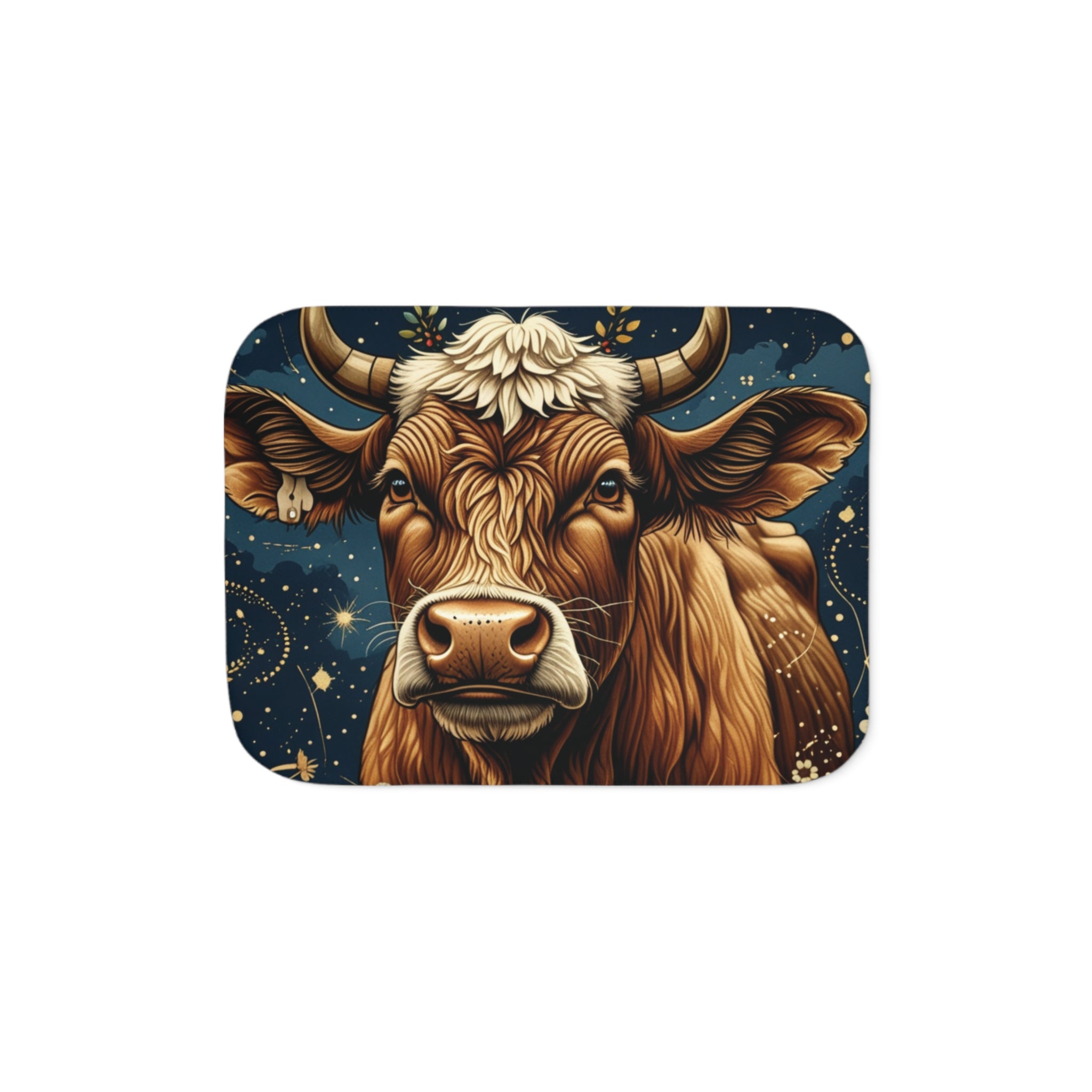Brown Cow Illustration Sherpa Blanket | Rustic Farmhouse Animal Throw