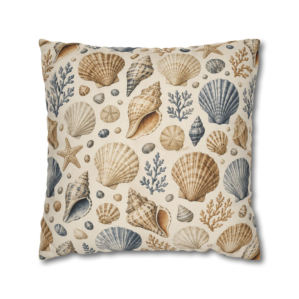 Seashell Coastal Throw Pillow Cover