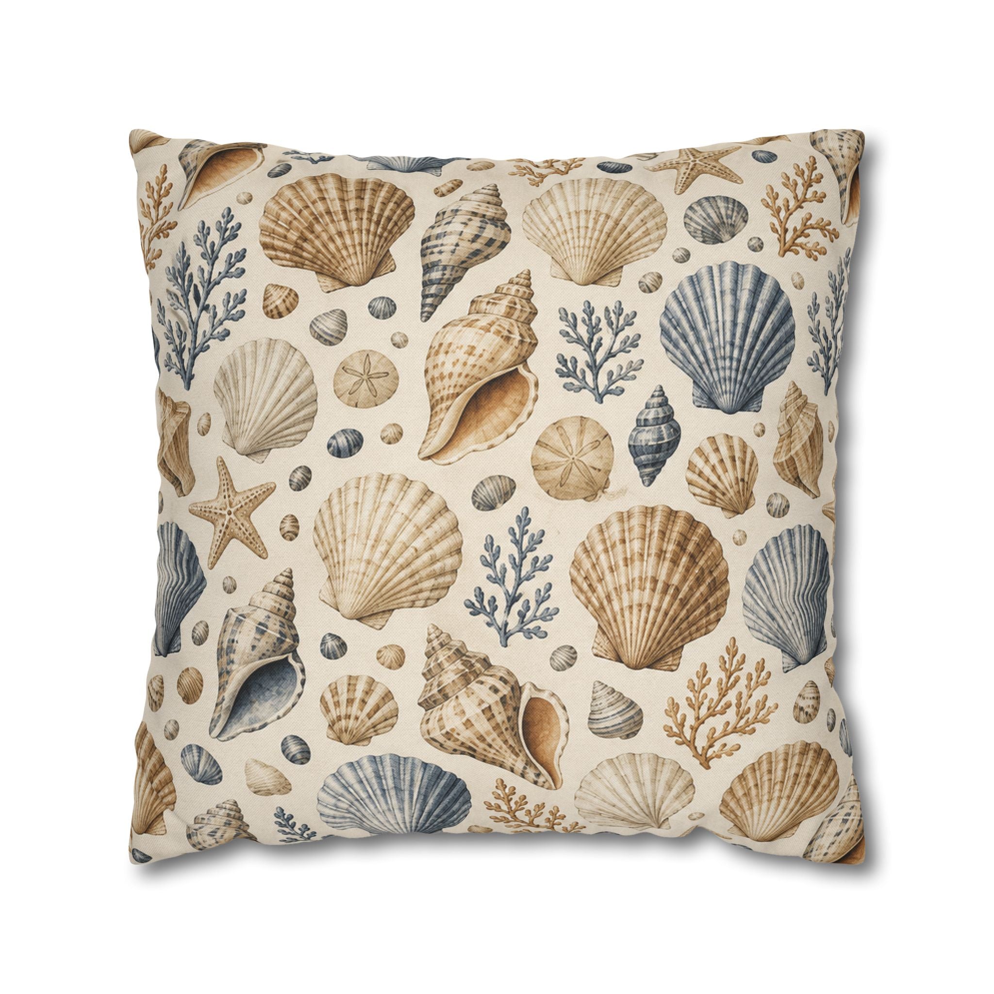 Seashell Coastal Throw Pillow Cover